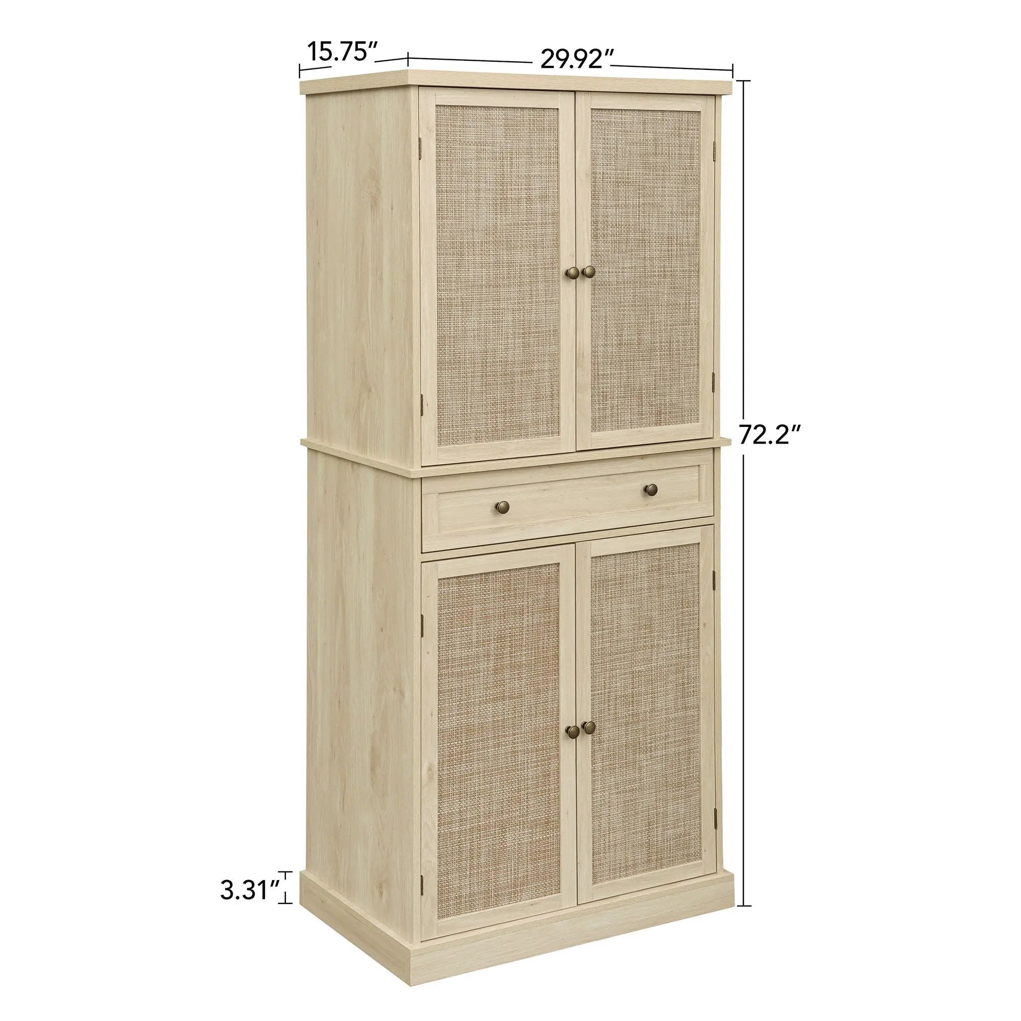 4 Door Storage Cabinet With 1 Drawer And 4 Adjustable Inner Shelves - Natural by HouseOfZazla