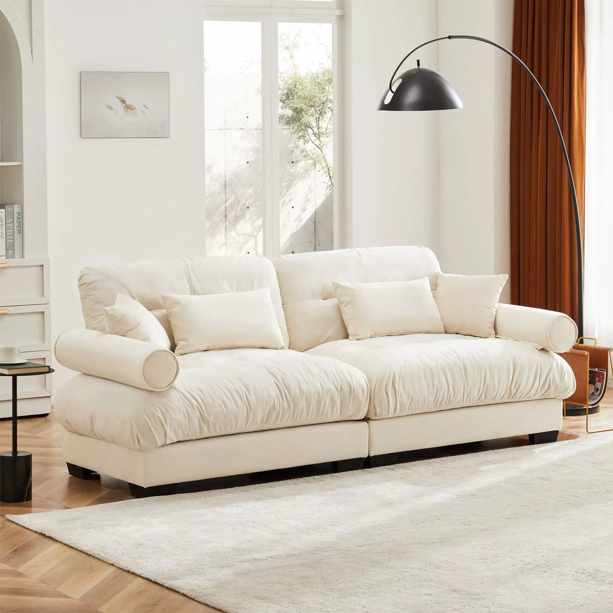 Modern Oversize Sofa With Cloud Like Comfort, Featuring Waist And Throw Pillows by Unique Piece Furniture