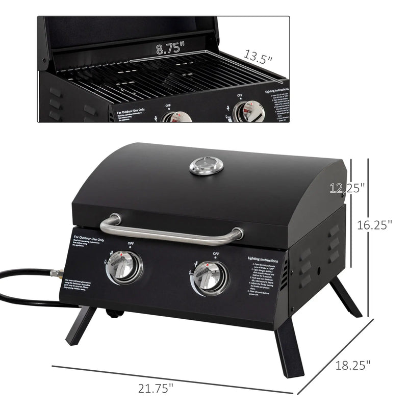 Outsunny 2 Burner Propane Gas Grill Outdoor Portable Tabletop BBQ by HouseOfZazla