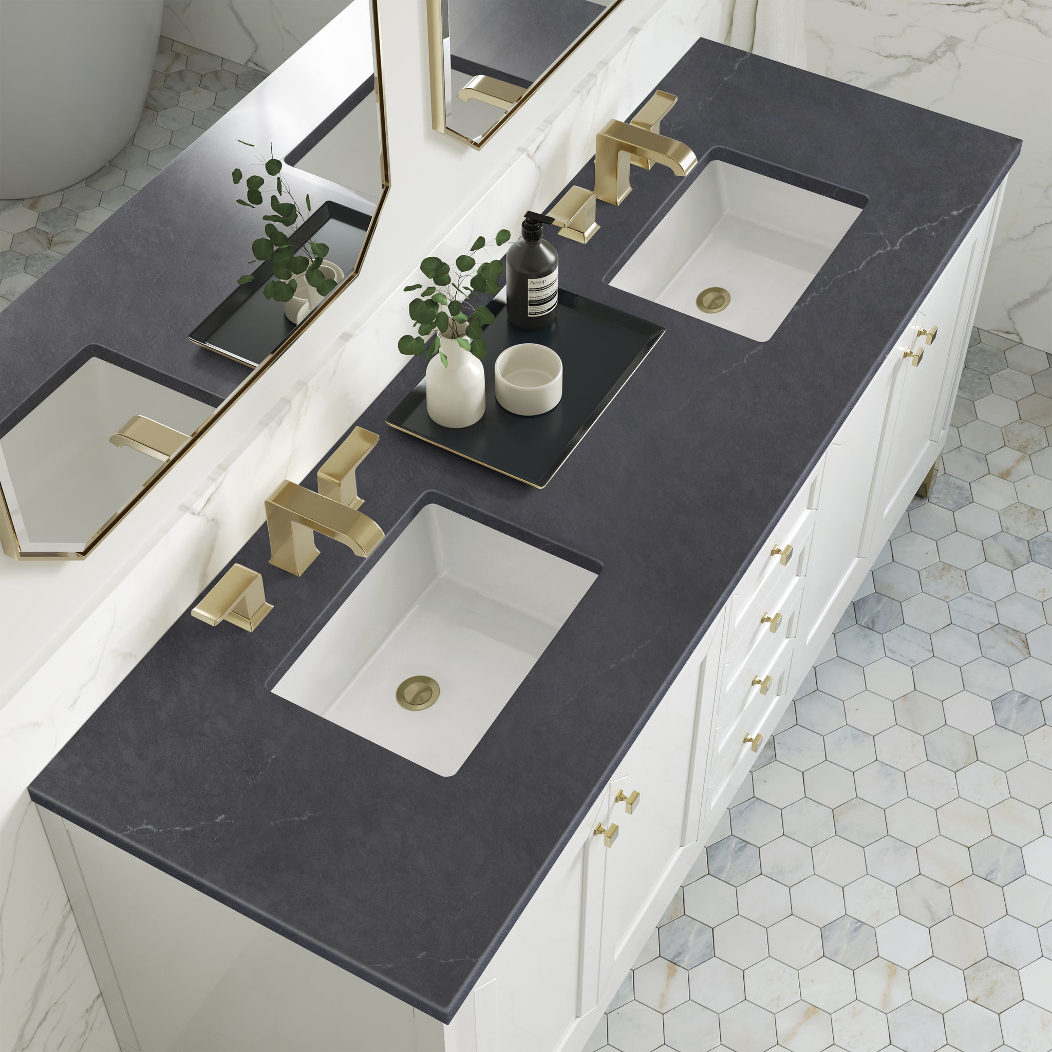 James Martin Chicago 72" Double Bathroom Vanity, Glossy White, view 40