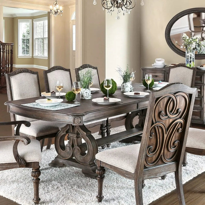 Rustic Dining Set With Table And Upholstered Chairs by Unique Piece Furniture