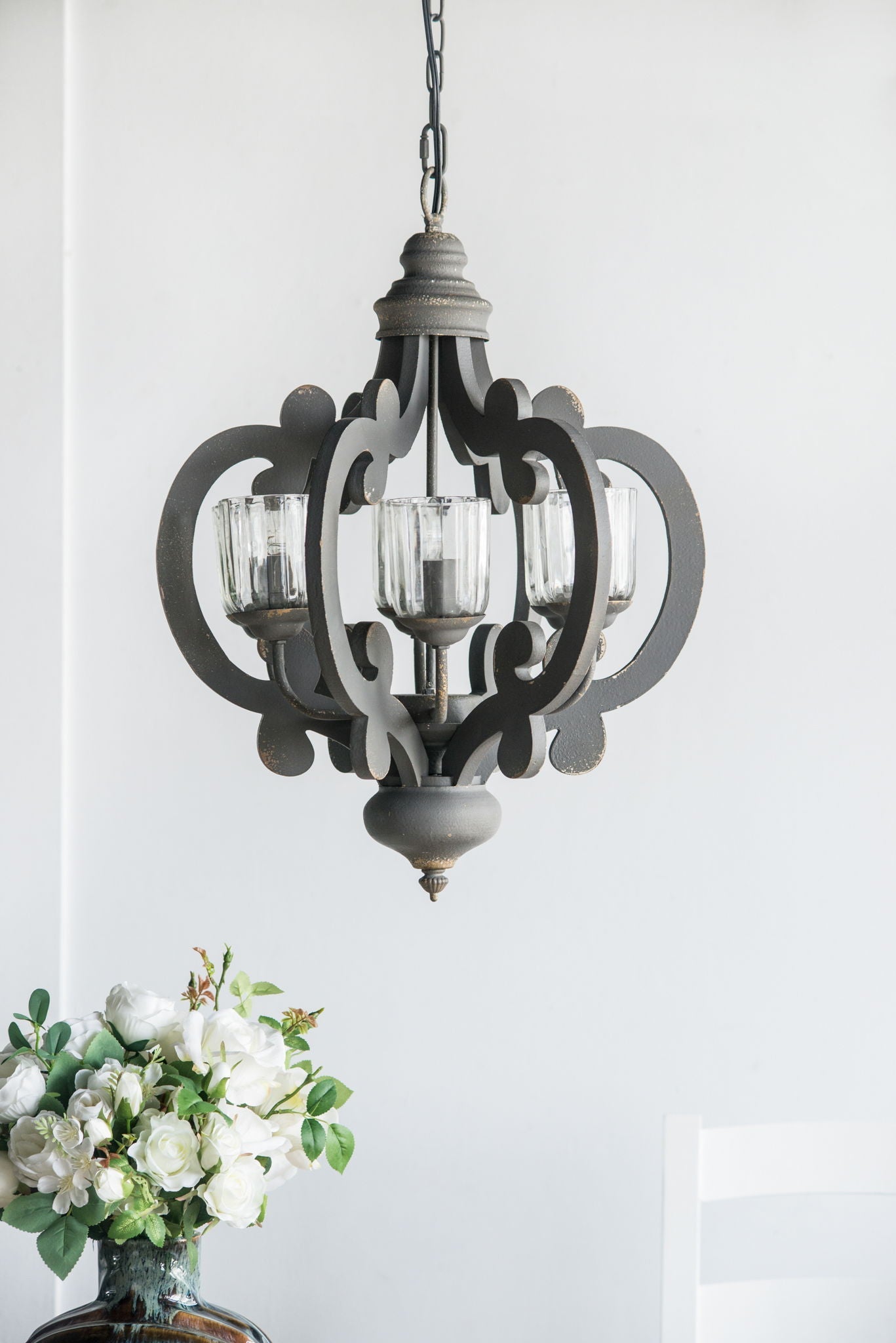 Farmhouse Chandelier, 6 Light Wood Chandelier Pendant Light Fixture With Adjustable Chain For Dining Room Living Room Entryway, Bulb Not Included by Unique Piece Furniture