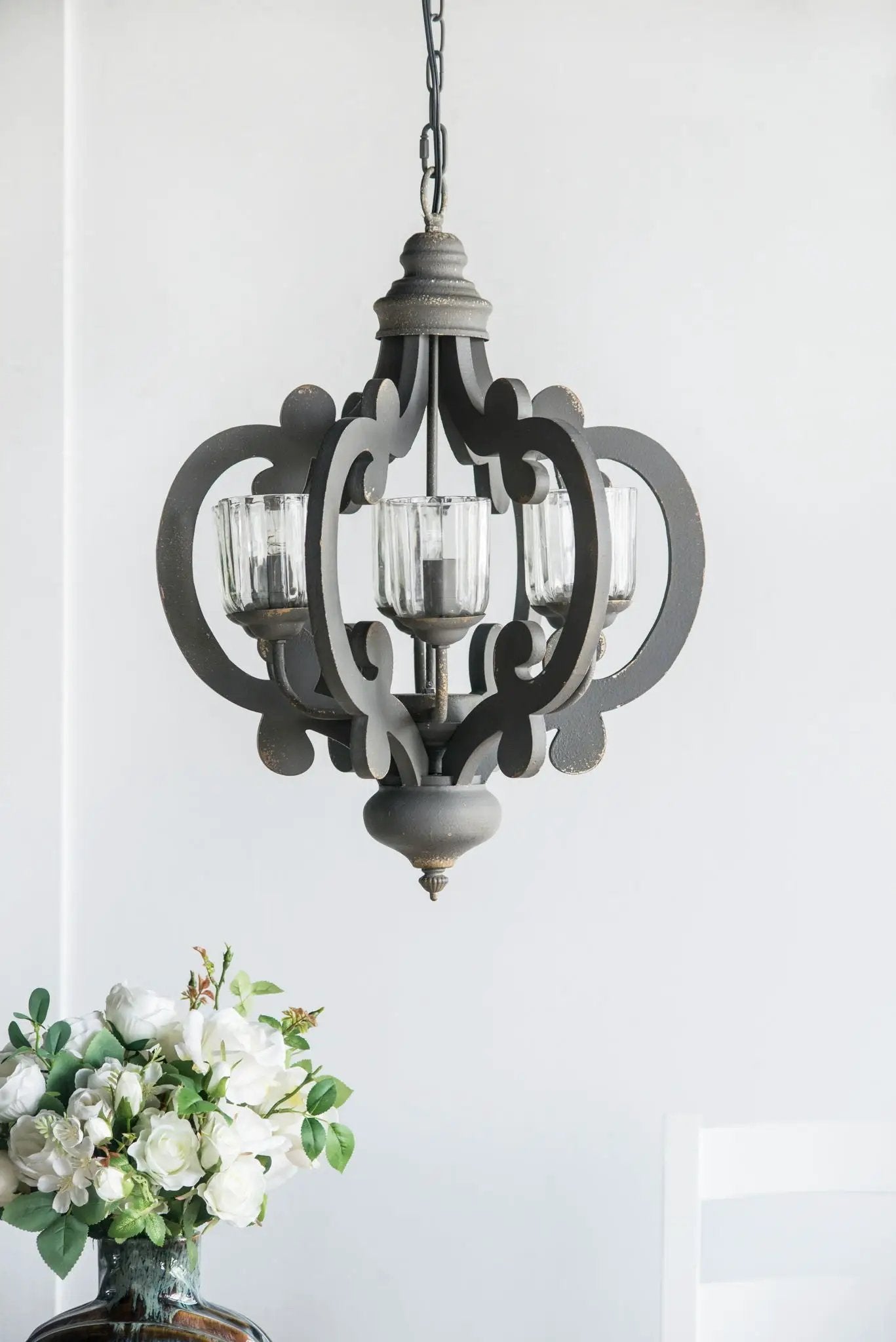 Farmhouse Chandelier, 6 Light Wood Chandelier Pendant Light Fixture With Adjustable Chain For Dining Room Living Room Entryway, Bulb Not Included by Unique Piece Furniture