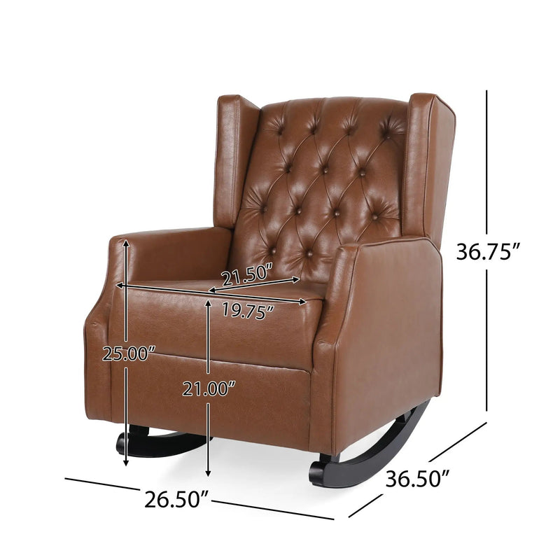 Moss - Upholstered Rocking Recliner With Diamond Tufting And Wingback - Light Brown by Unique Piece Furniture