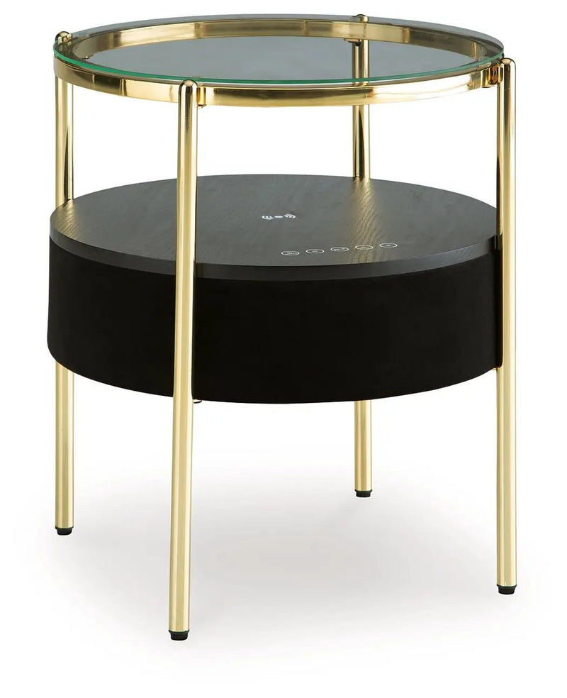 Nedman - Accent Table With Speaker - Black / Gold Finish by Unique Piece Furniture