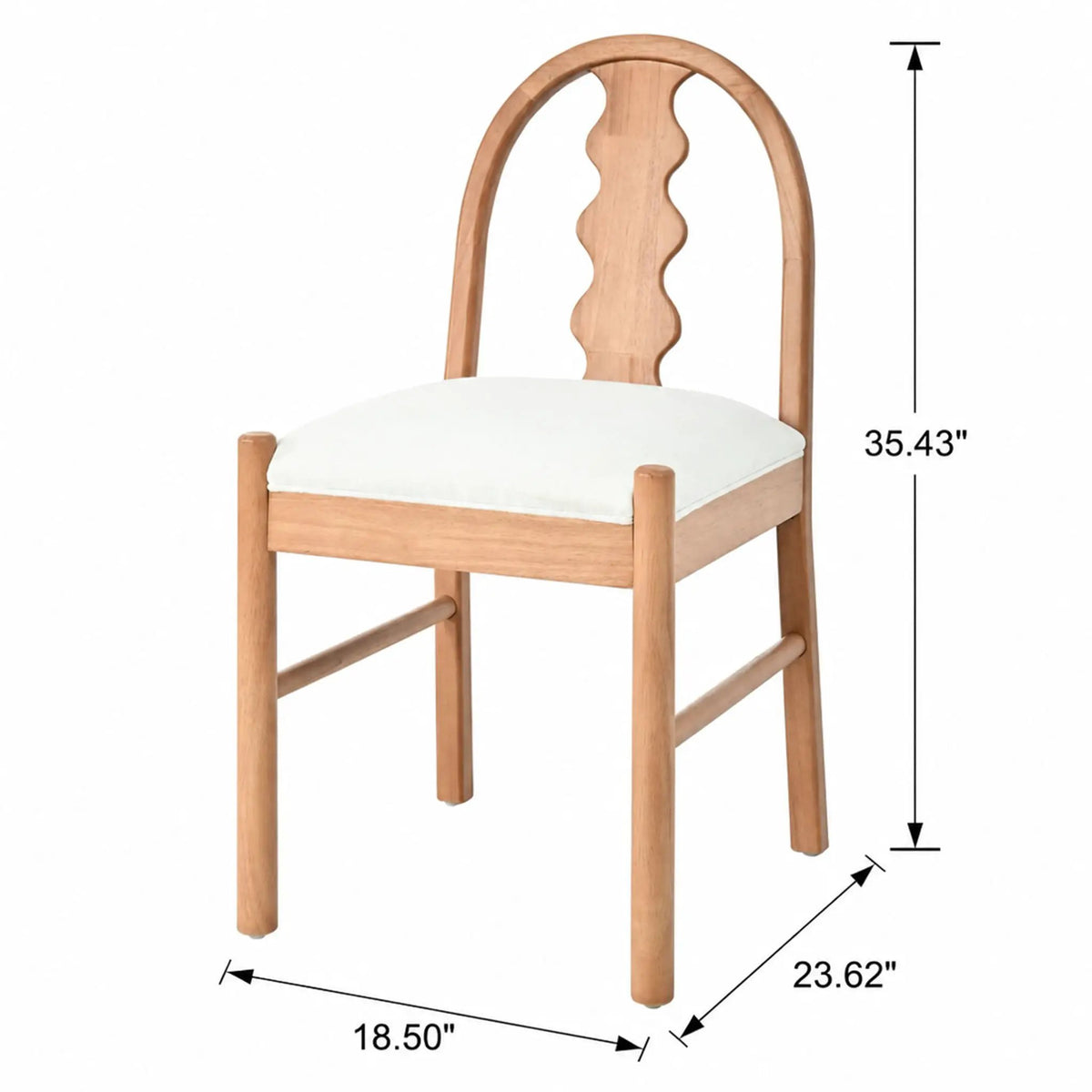 7-Piece Dining Table Set, 70" Solid Rubber Wood Dining Table with 6 Wave Back Dining Chairs by HouseOfZazla