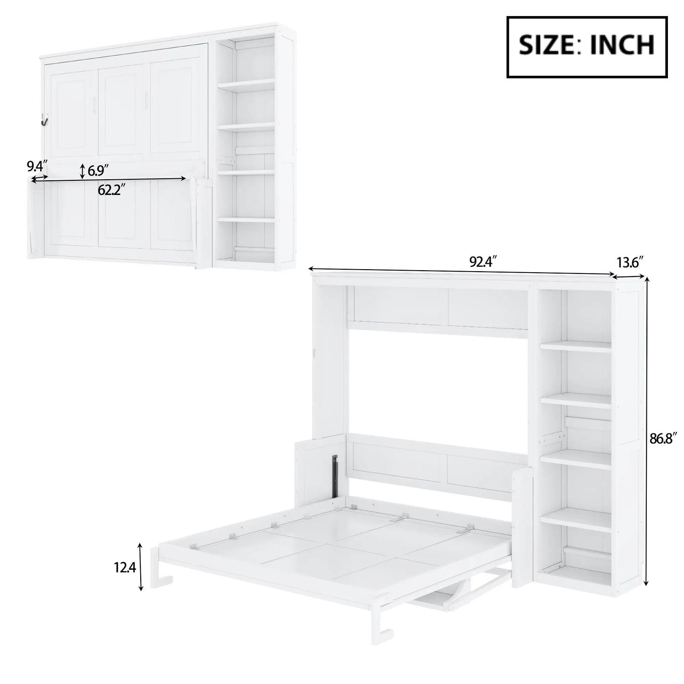 Sturdy Murphy Bed With Desk And Bookshelf by Unique Piece Furniture