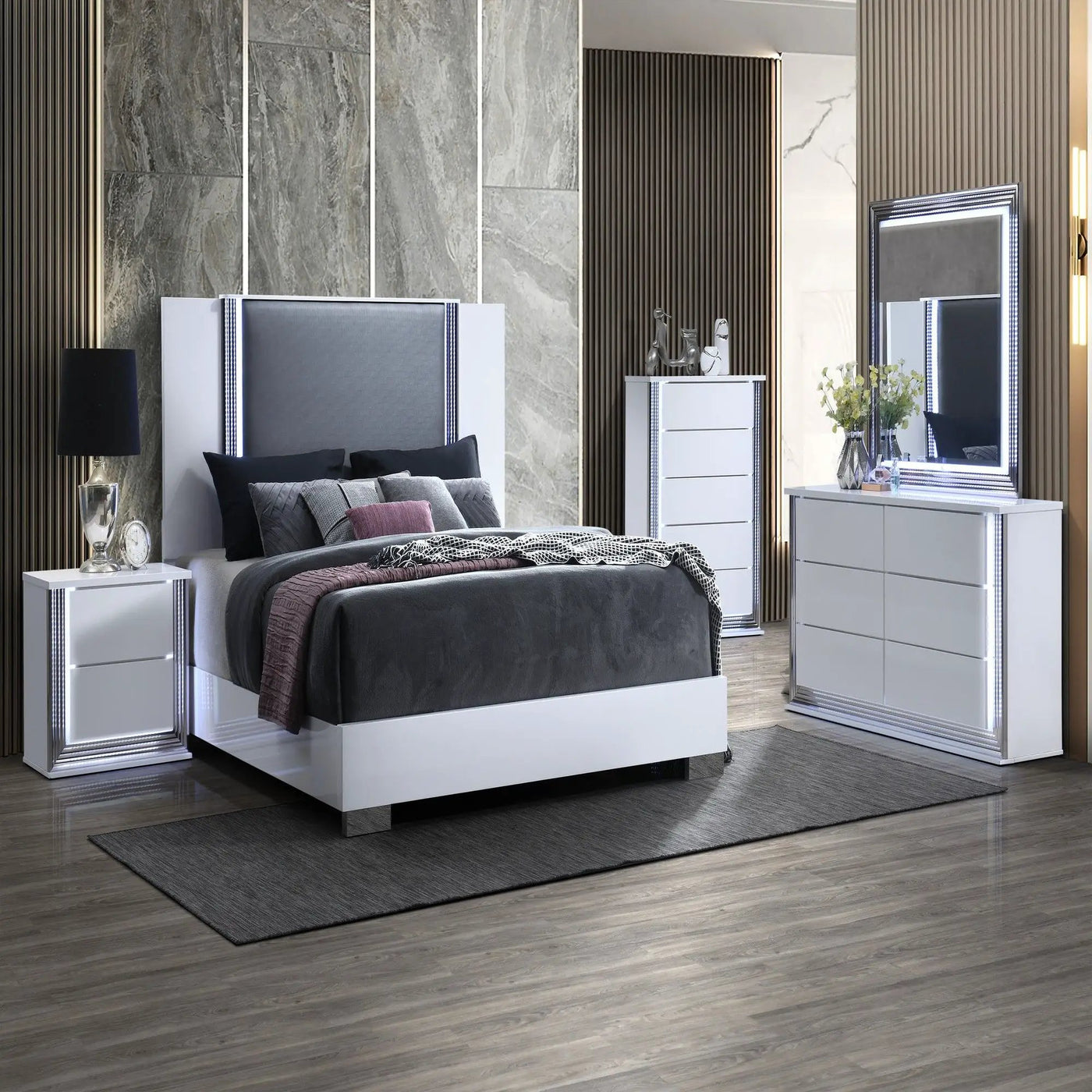 Moon - Bed & LED Accent Lighting by Unique Piece Furniture