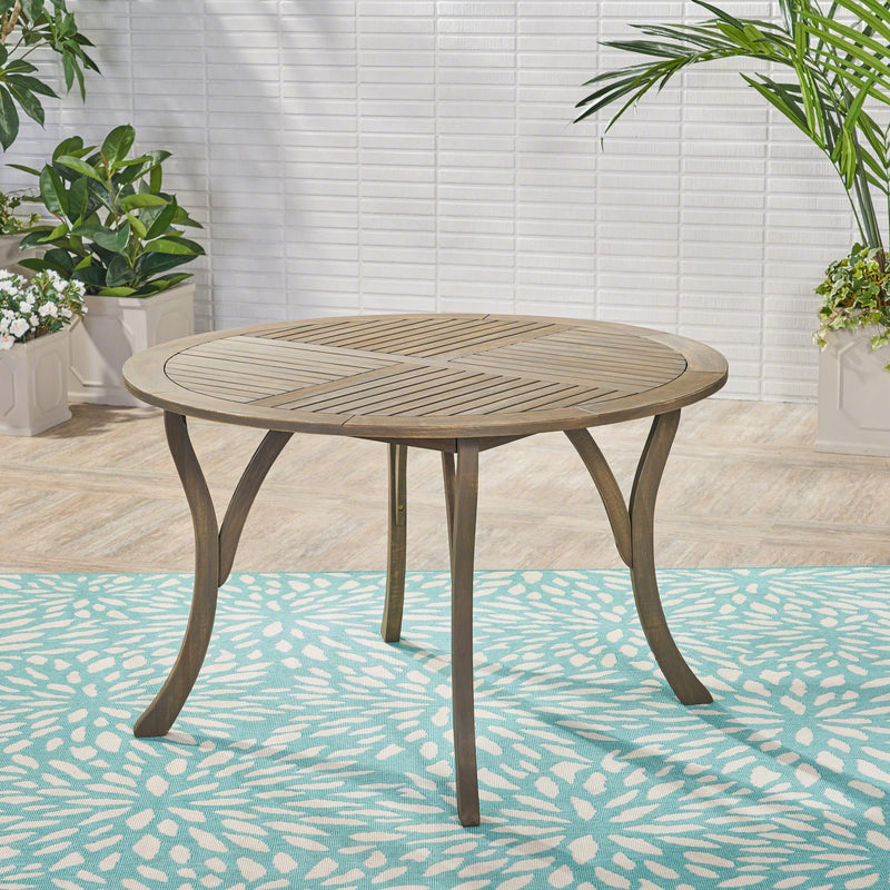 Outdoor Acacia Wood Round Dining Table with Curved Legs by HouseOfZazla