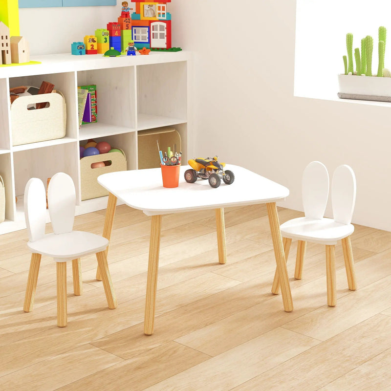 Rabbit Themed Table And 2 Chairs Set - White by HouseOfZazla