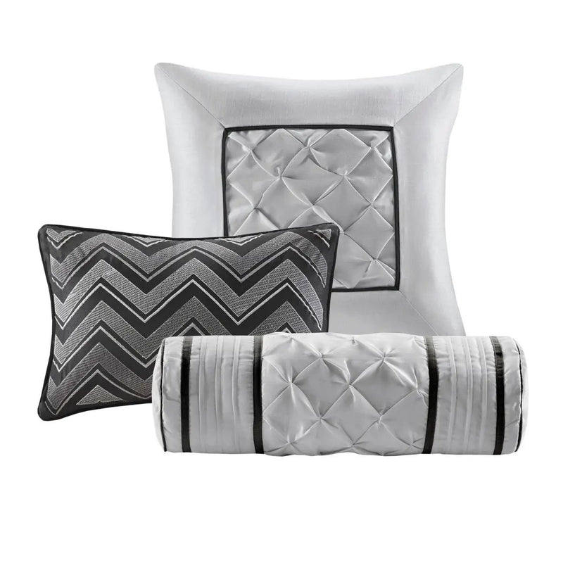 7 Piece Tufted Comforter Set Black California King by HouseOfZazla