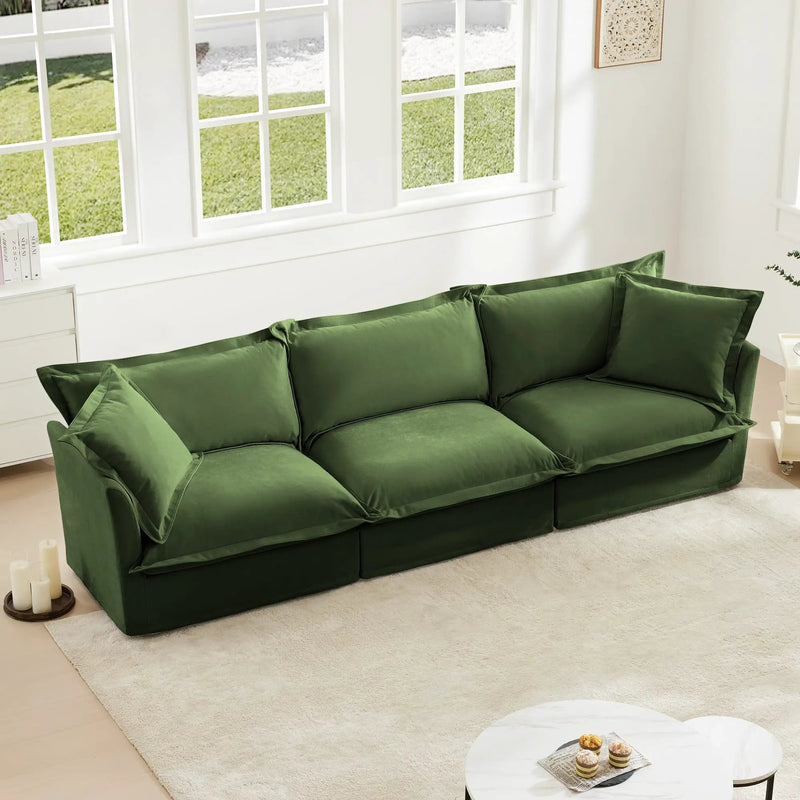 Modern Slipcovered 3-Seater Sofa with Chenille Fabric by HouseOfZazla