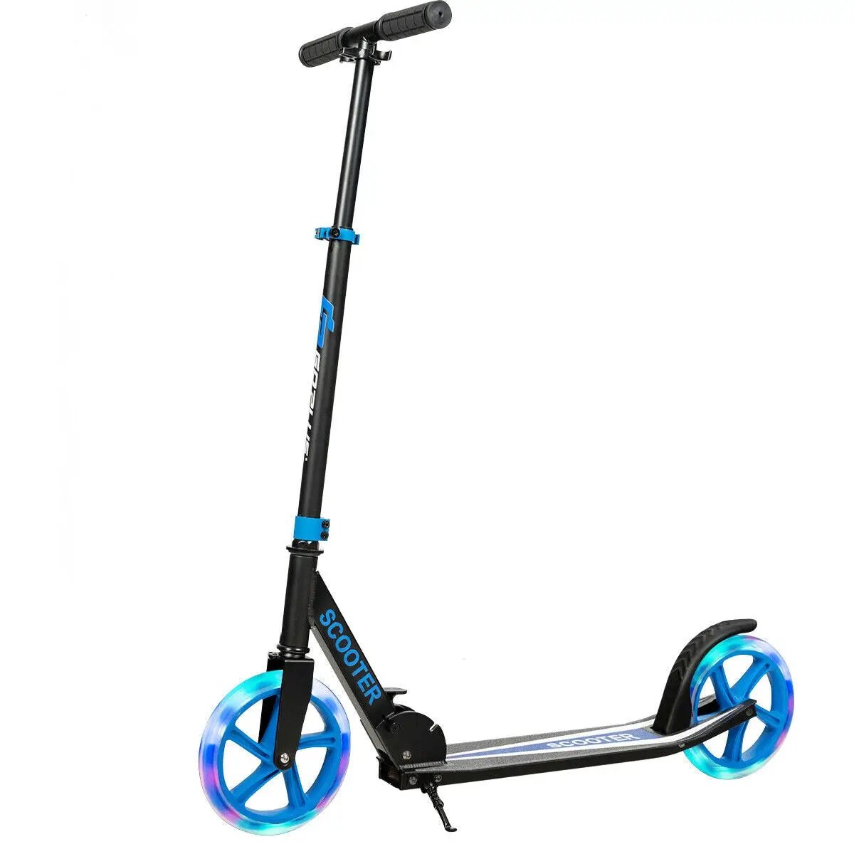 Portable Folding Sports Kick Scooter with LED Wheels-Blue by DirectDeals