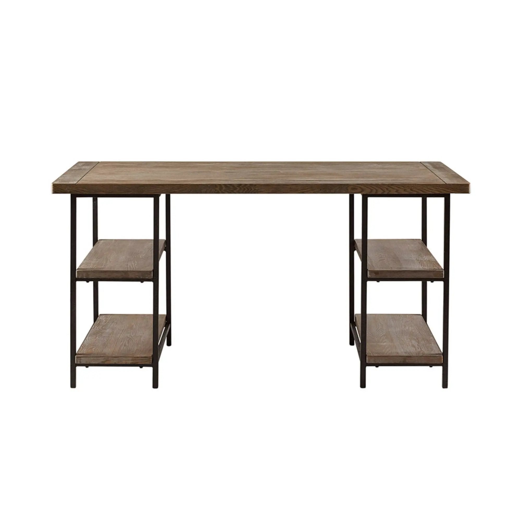Industrial Style Metal Frame Accent Desk With Side Shelving - Gray by Unique Piece Furniture