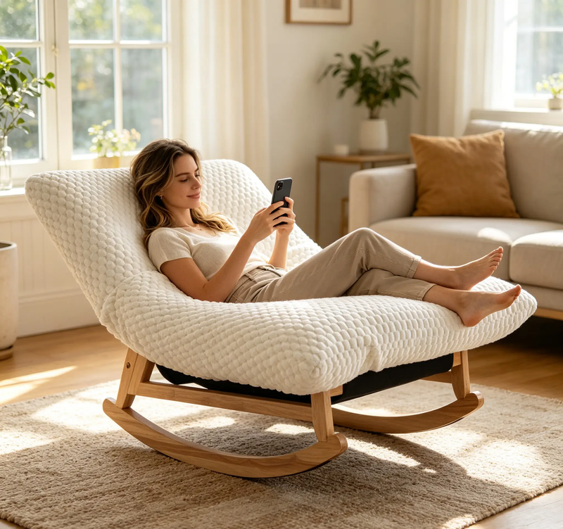 Bean Bag Rocking Chair with Solid Wood Frame by HouseOfZazla
