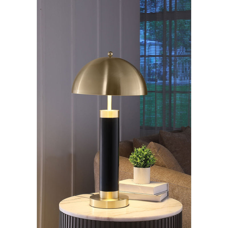 Leoch - Dome Shade Pillar Table Lamp Set With Dome - Black by HouseOfZazla