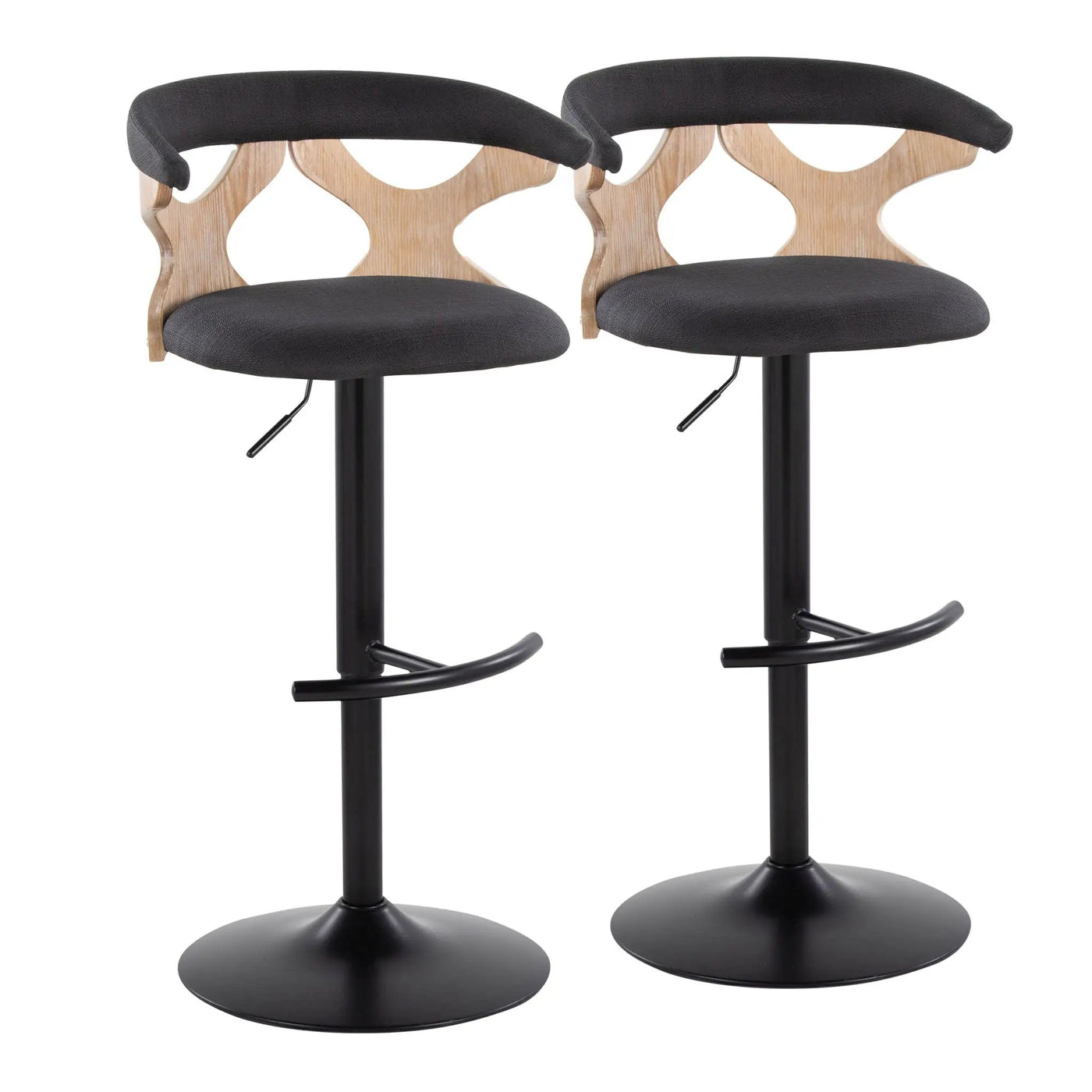 Gardenia - Contemporary Adjustable Barstool & Swivel With Rounded T Footrest (Set of 2) by HouseOfZazla