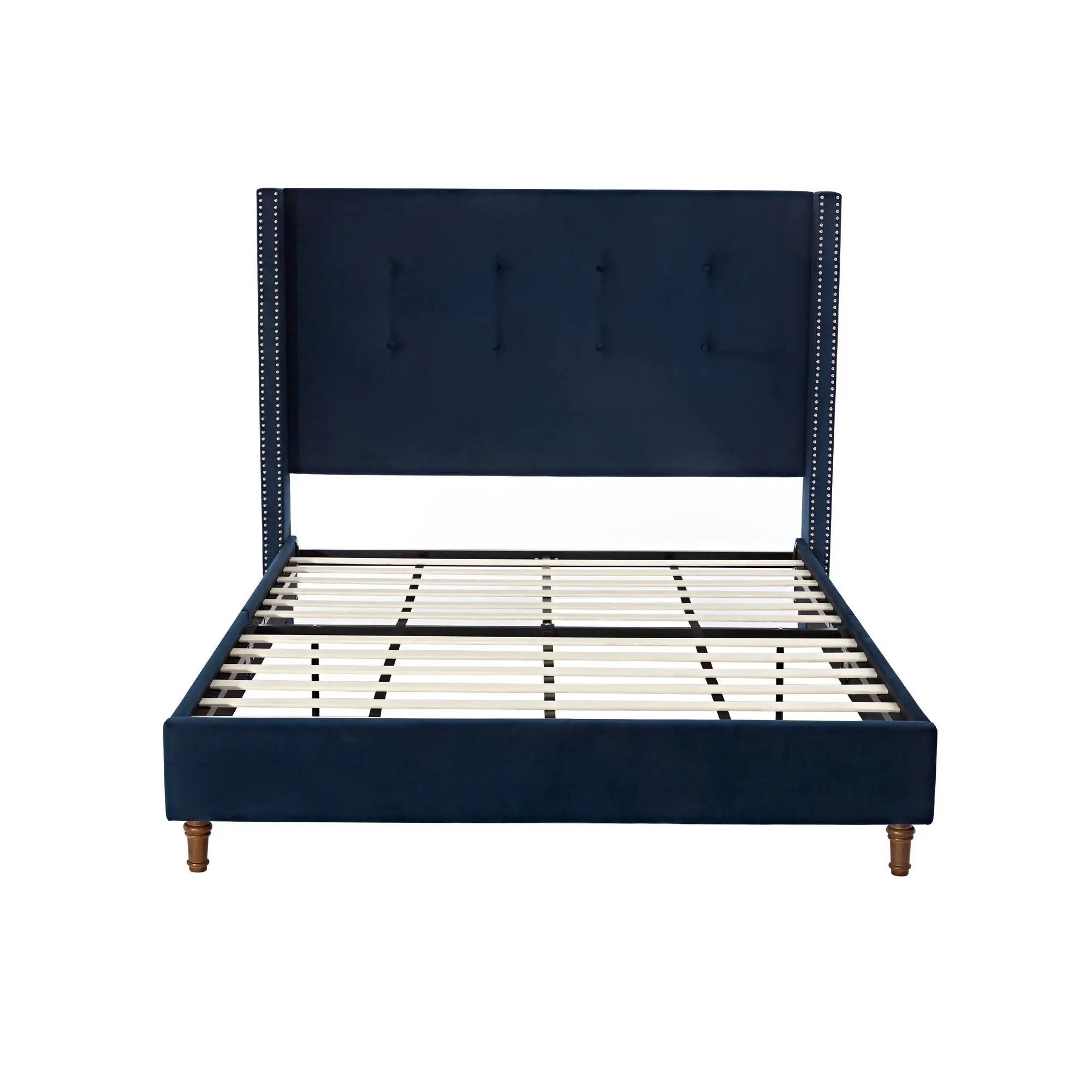 Peyton - Upholstered Bed With 54" High Headboard, Traditional Hand Buttoned Tufting by HouseOfZazla