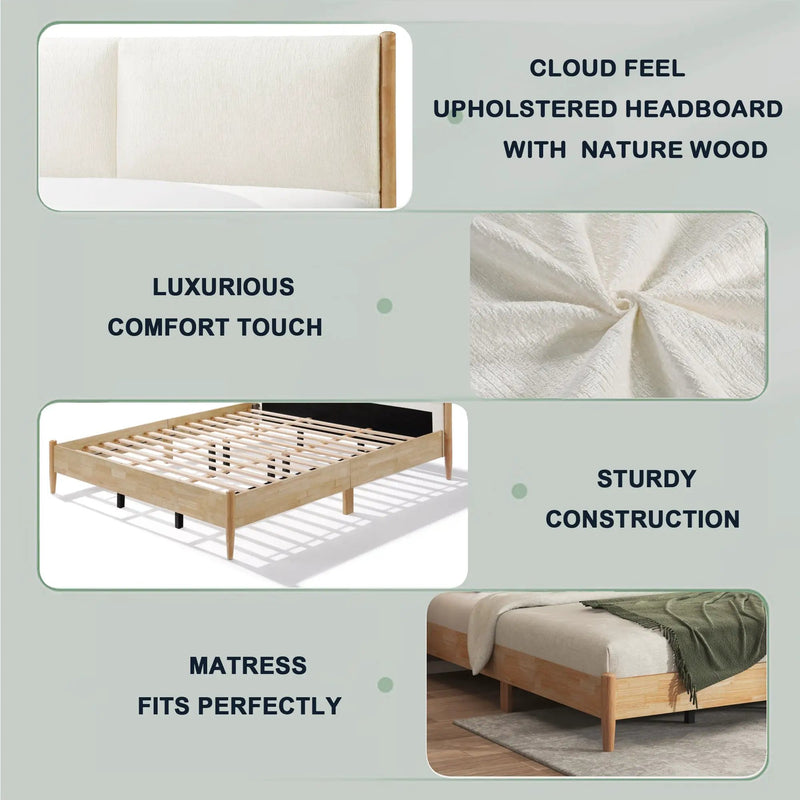 King Natural Wood Bed Frame by HouseOfZazla