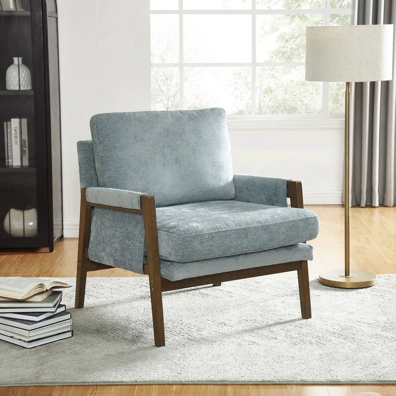 Kelly - Mid-Century Modern Velvet Accent Armchair - Blue by HouseOfZazla