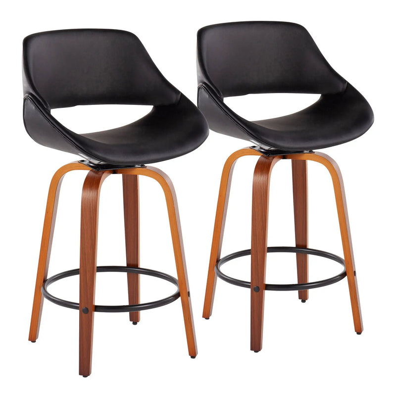 Fabrico - Mid Century Modern Fixed Height Counter Stool And Round Footrest (Set of 2) by Unique Piece Furniture