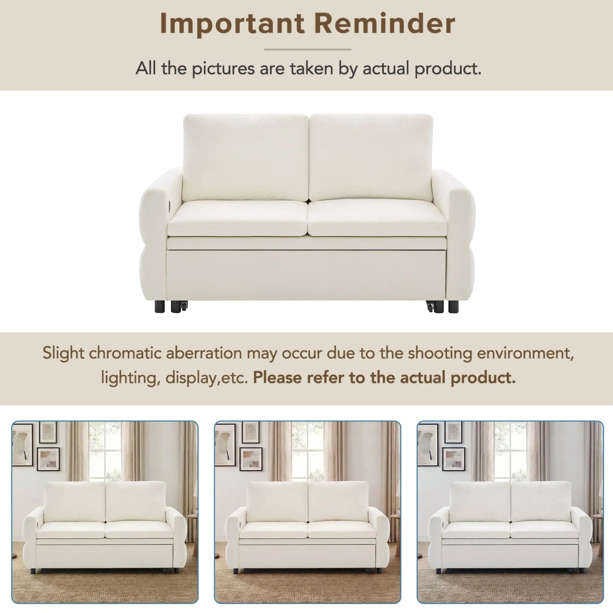 Convertible Sofa Bed Loveseat With Adjustable Backrest And USB Ports by HouseOfZazla