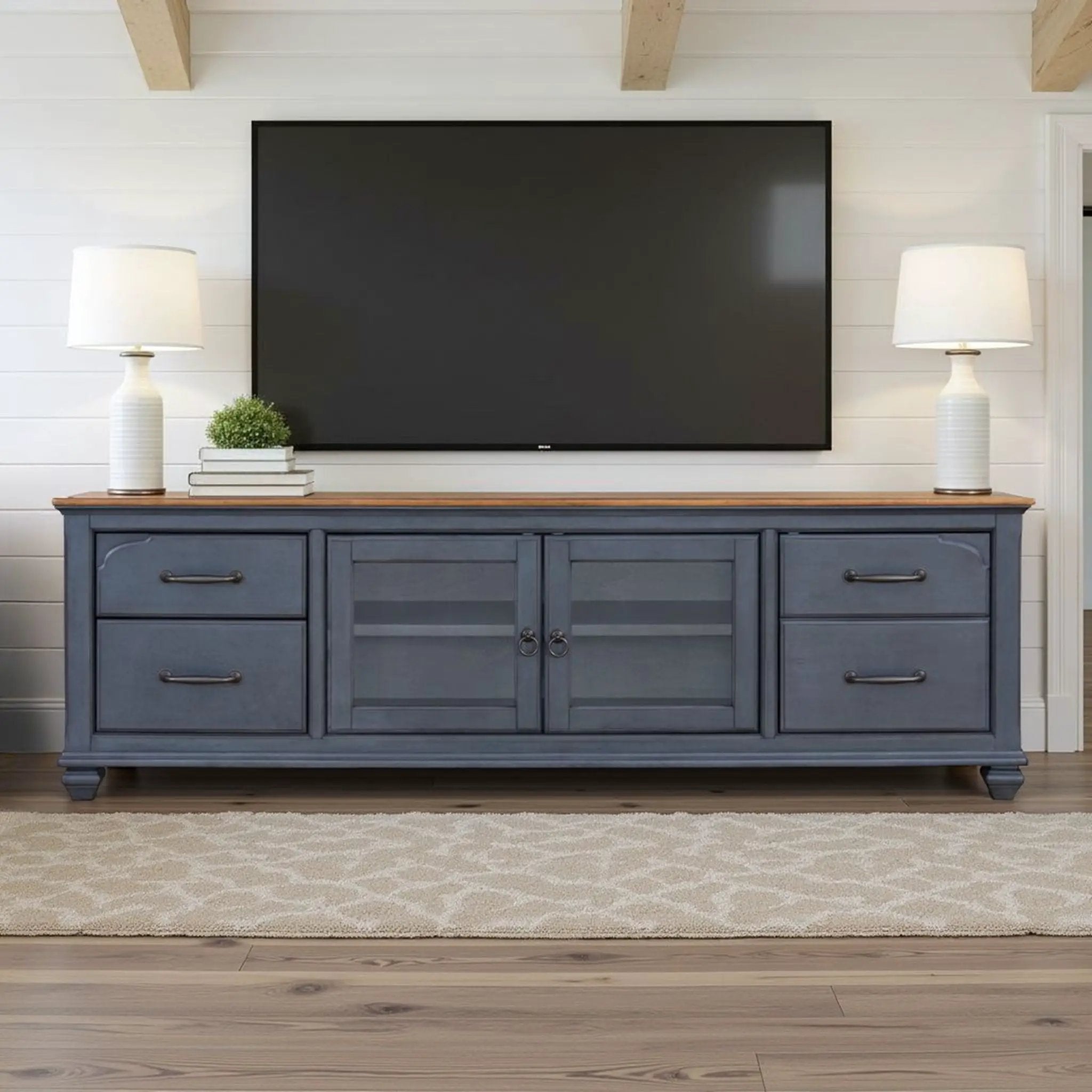 TV Stand For TVs Up To 90" - Blue by Unique Piece Furniture
