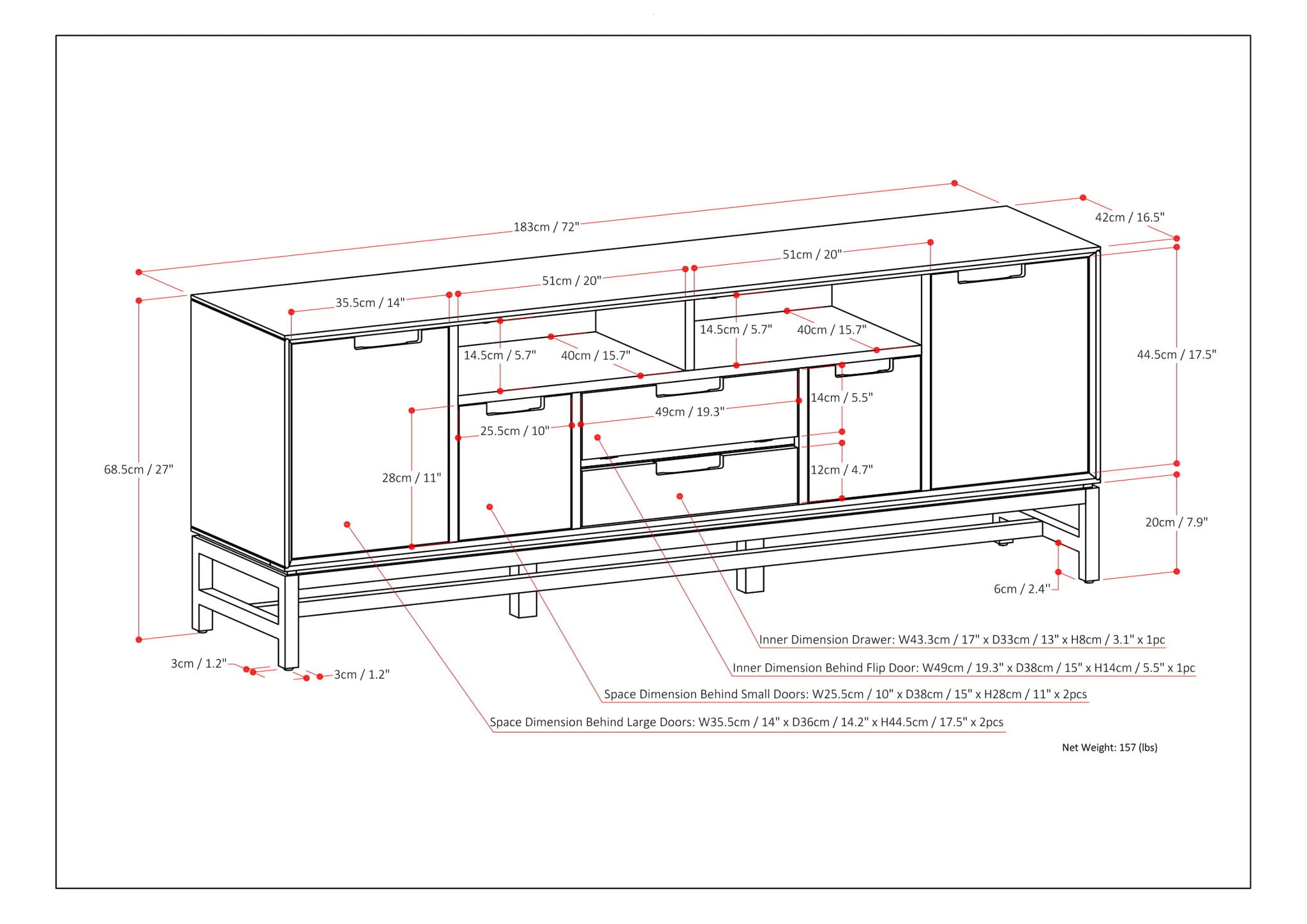 Banting - Wide TV Stand - Walnut Brown by HouseOfZazla