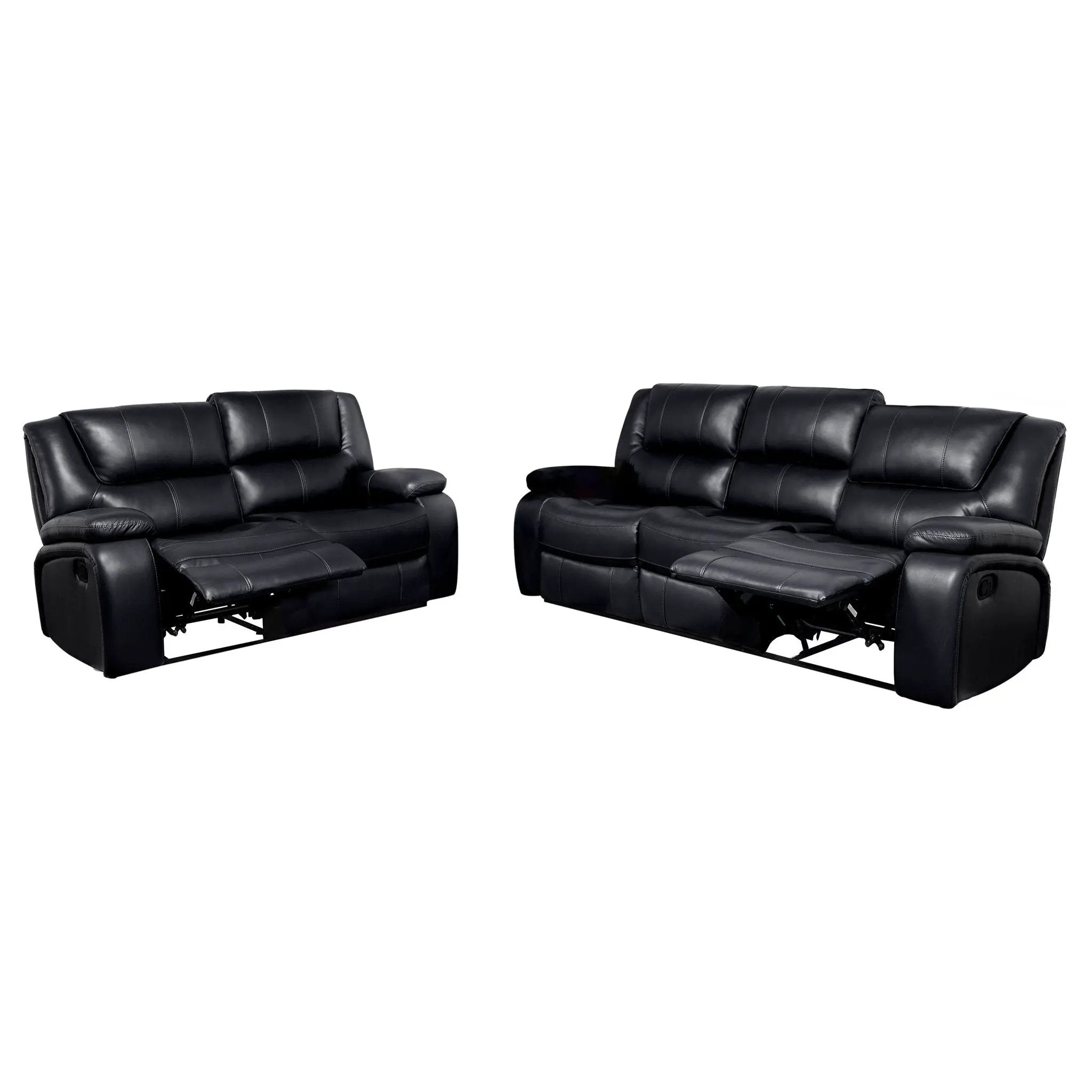 Camila 2-piece Upholstered Reclining Sofa Set Black by Unique Piece Furniture