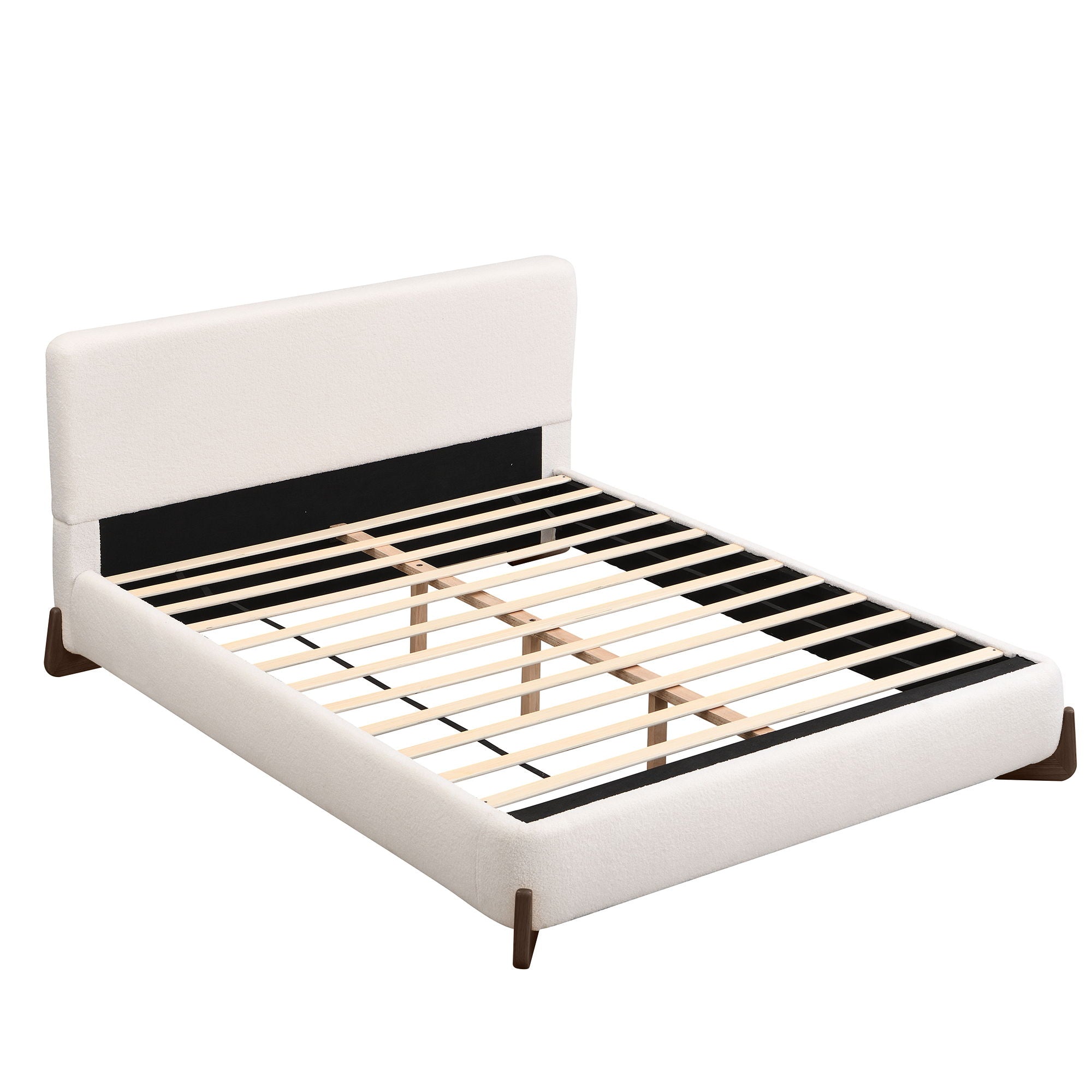 Queen Size Elegant Terry Upholstered Bed - White by HouseOfZazla