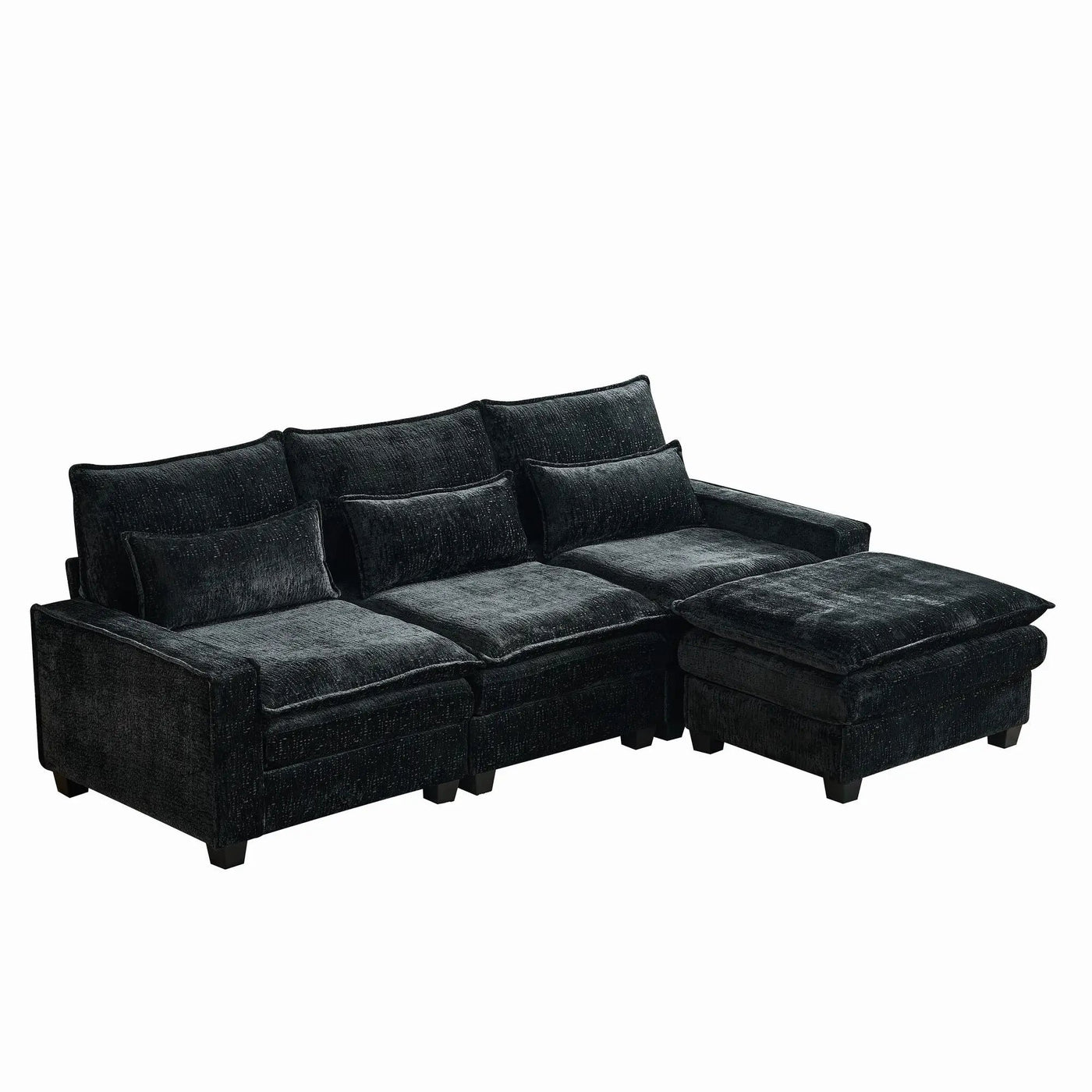 Modern Comfy L Shaped Sectional Sofa With Movable Ottoman by HouseOfZazla