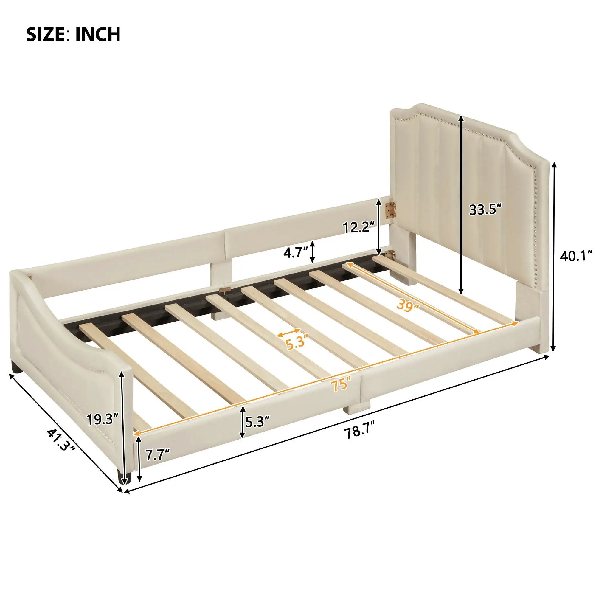 Upholstered Daybed With Classic Stripe Shaped Headboard by Unique Piece Furniture
