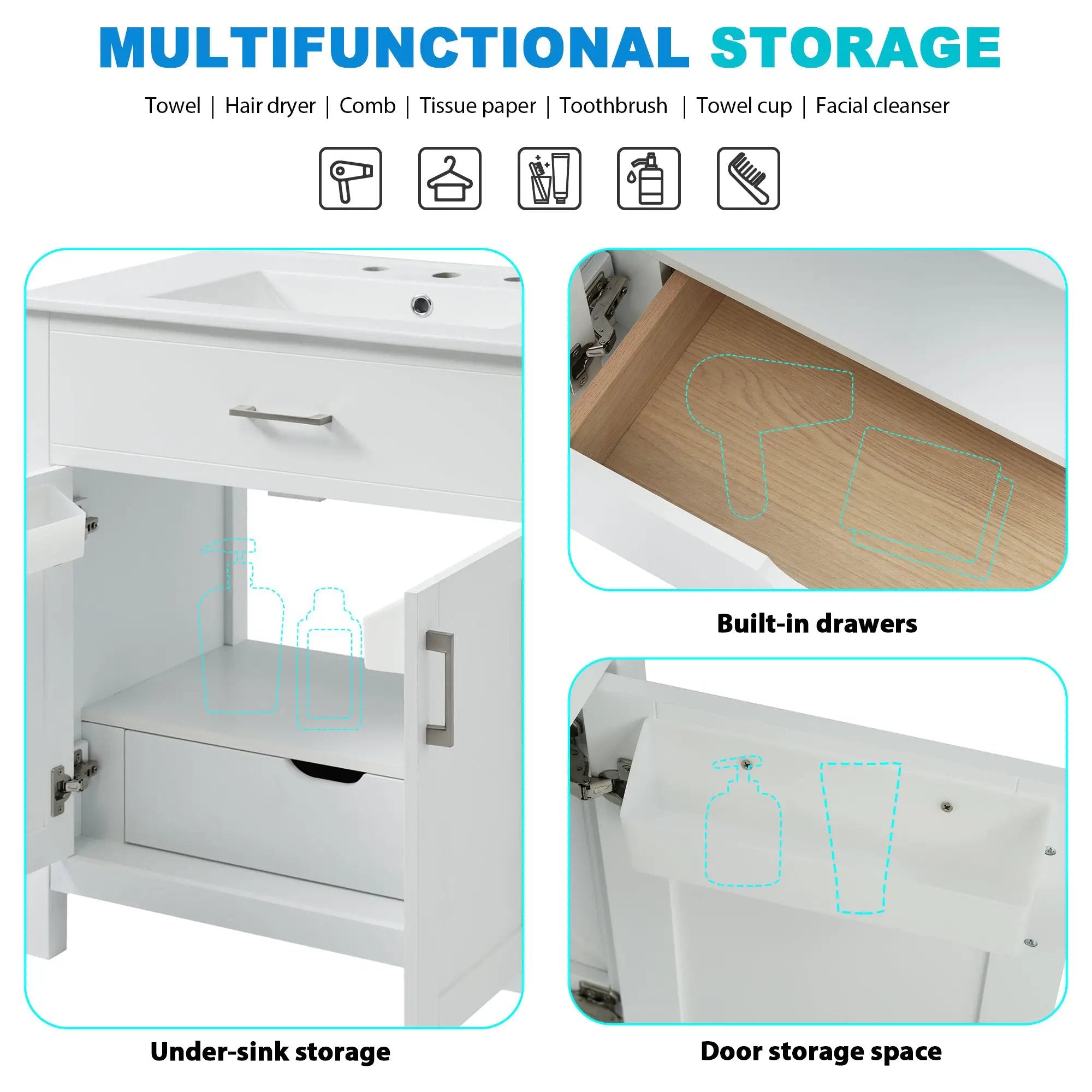 30-Inch Bathroom Vanity with Ceramic Sink and Ample Storage by HouseOfZazla