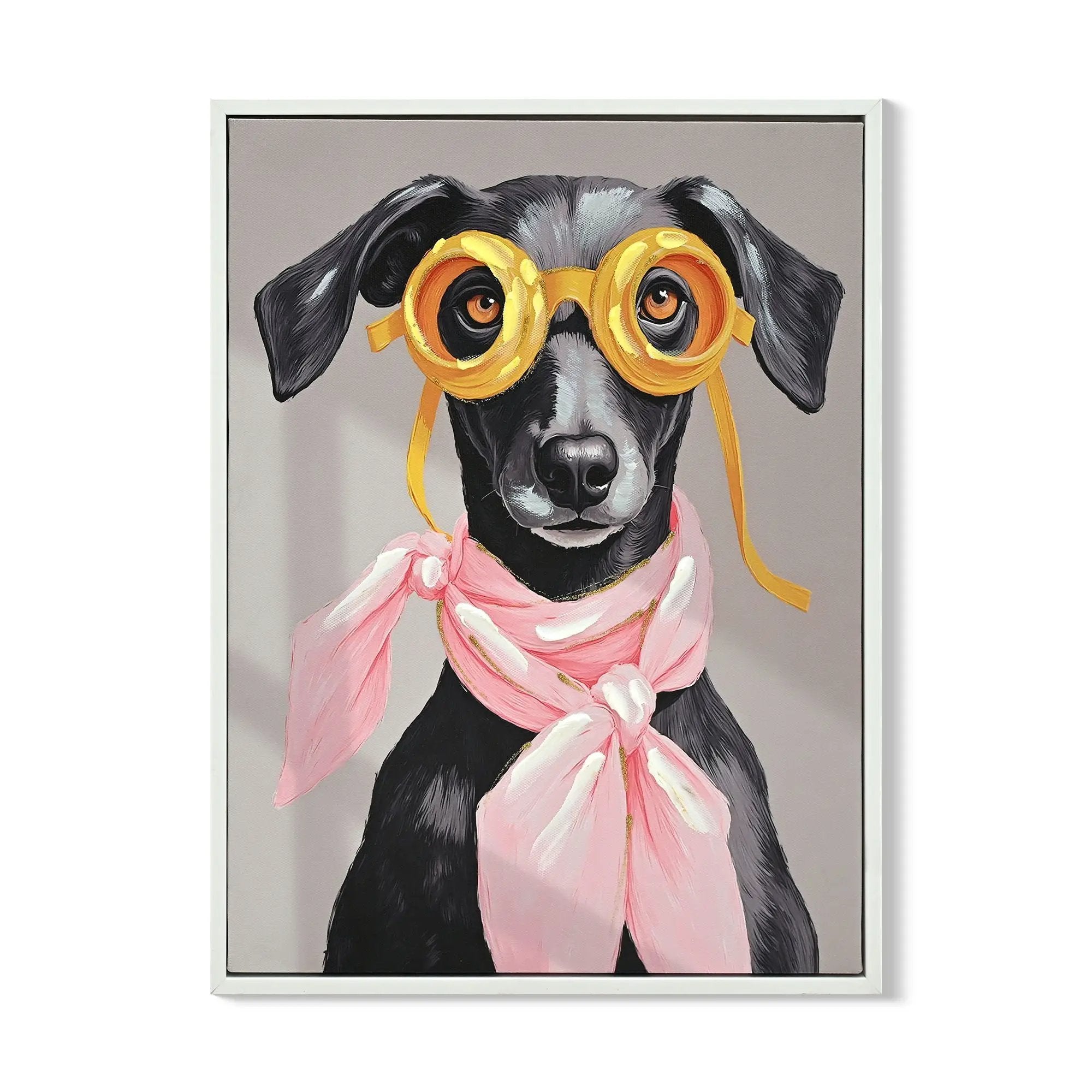 Vacation Day Puppy Wall Decor, Graphic Art Print On Wrapped Canvas - Pink / Black by Unique Piece Furniture