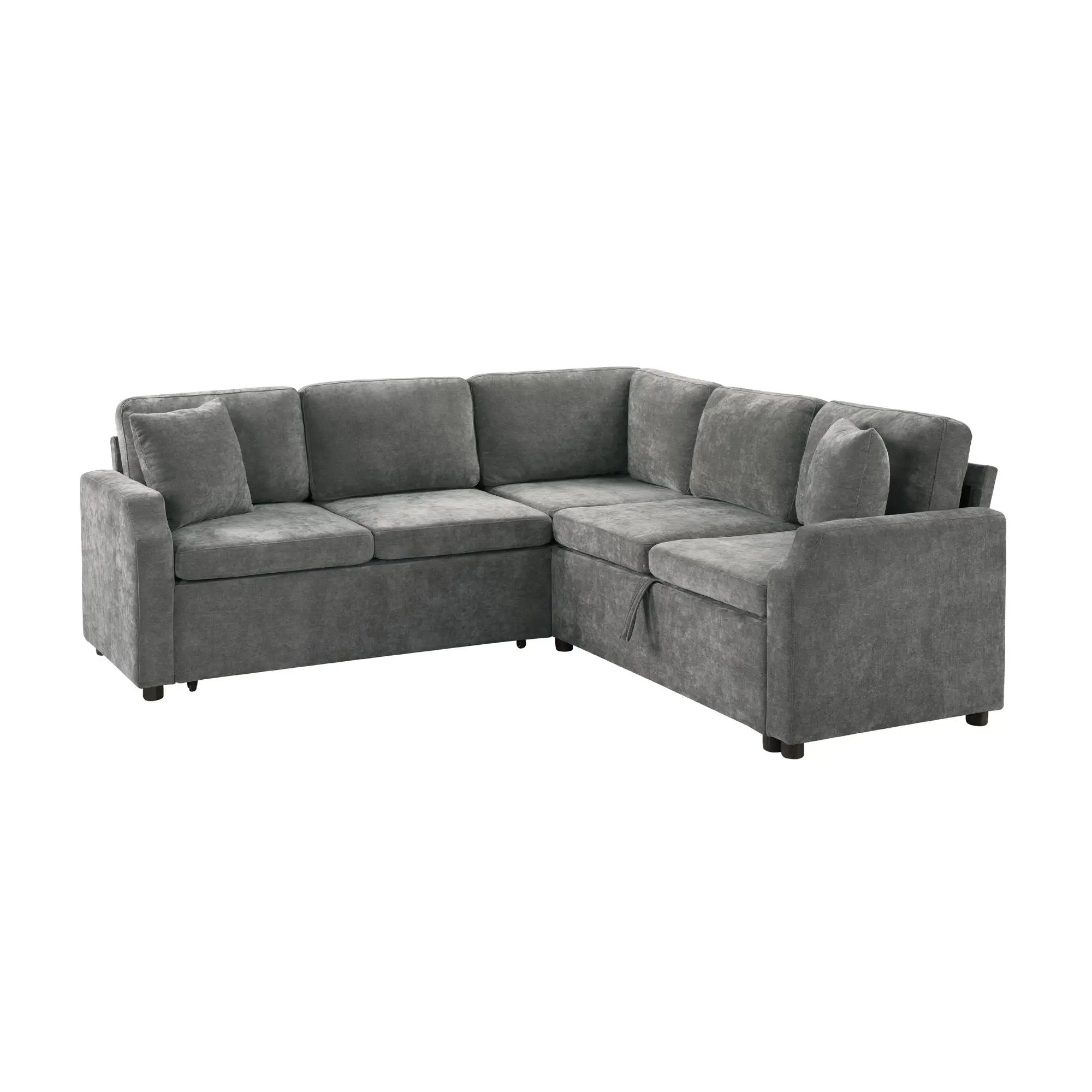 Modern L Shaped Sectional Sofa Bed With Hidden Storage Upholstery by Unique Piece Furniture