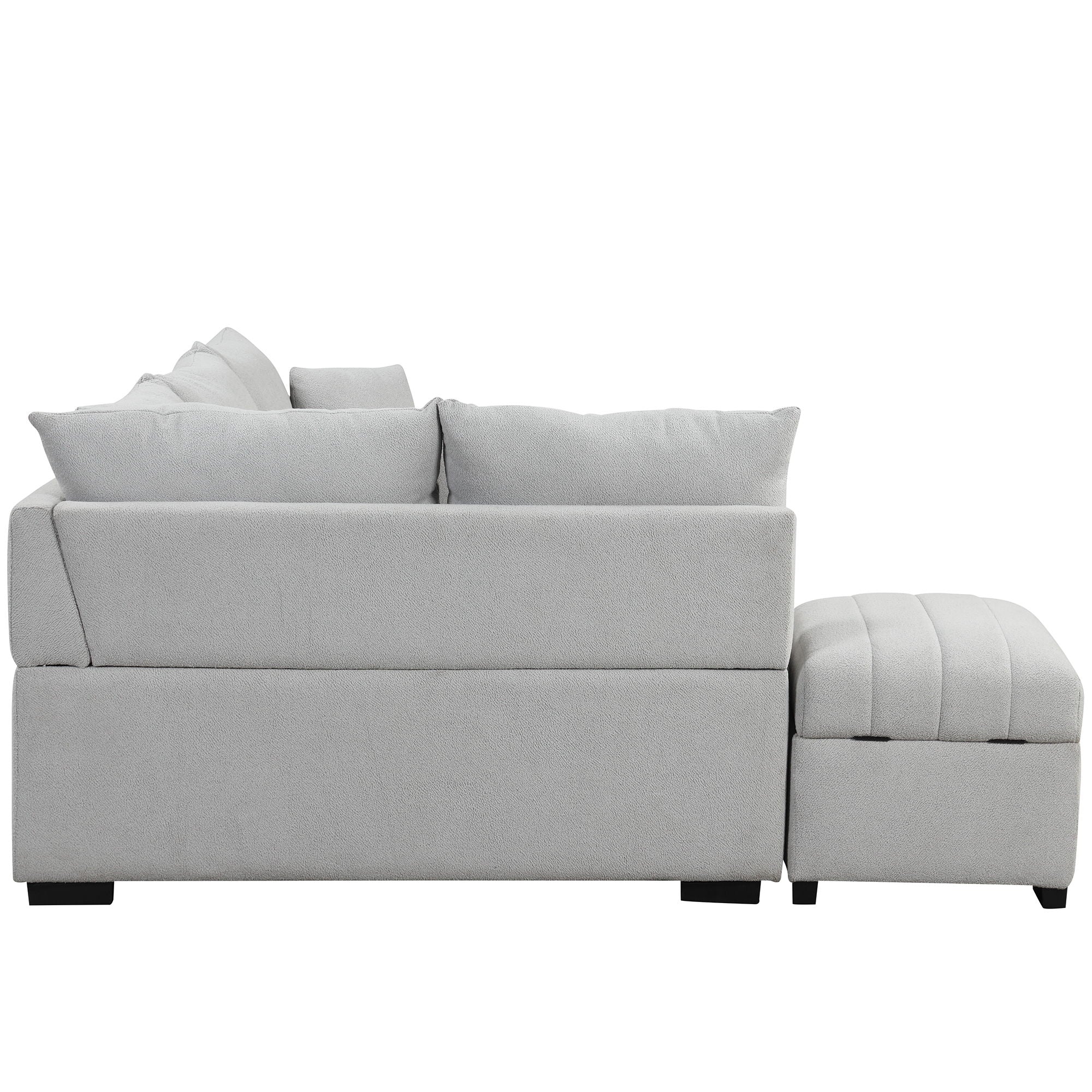 L-Shaped Sectional Pull Out Sofa Bed Sleeper Sofa With Two USB Ports, Two Power Sockets And A Movable Storage Ottoman by HouseOfZazla