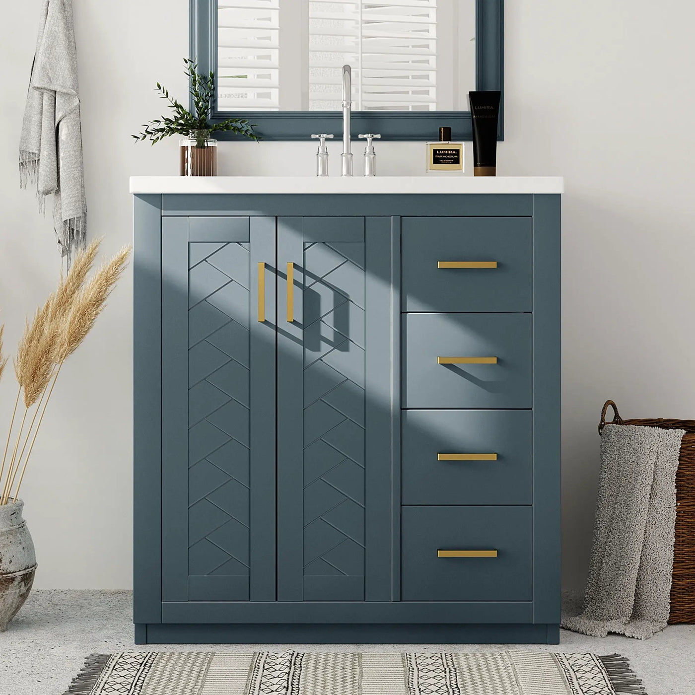 Bathroom Vanity With Sink, Storage Cabinet, Freestanding Set With 3 Drawers & Soft Closing Doors by Unique Piece Furniture