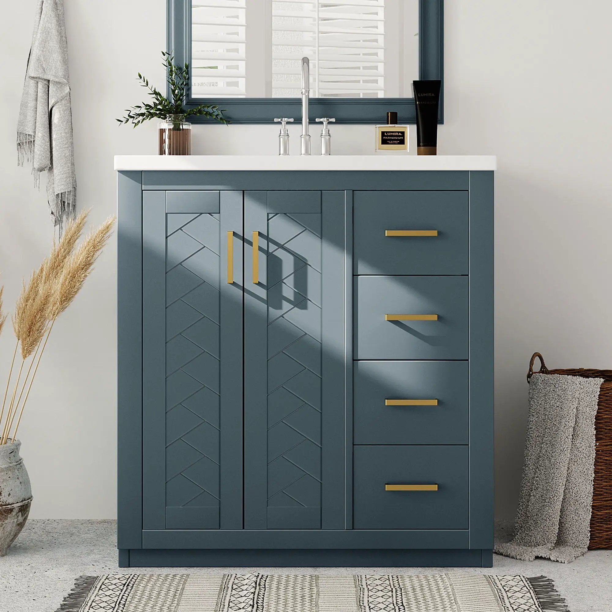 Bathroom Vanity With Sink, Storage Cabinet, Freestanding Set With 3 Drawers & Soft Closing Doors by Unique Piece Furniture