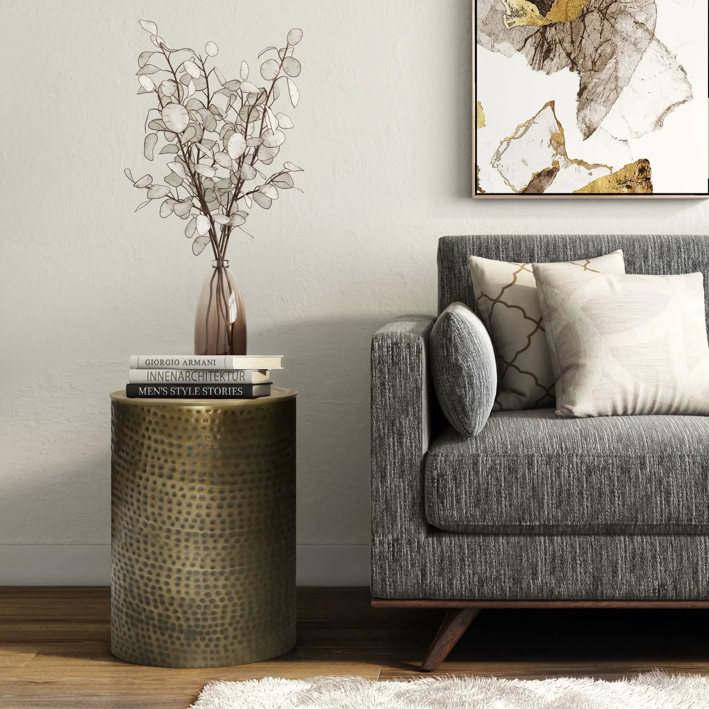 Corbin - Hammered Metal Side Table by HouseOfZazla