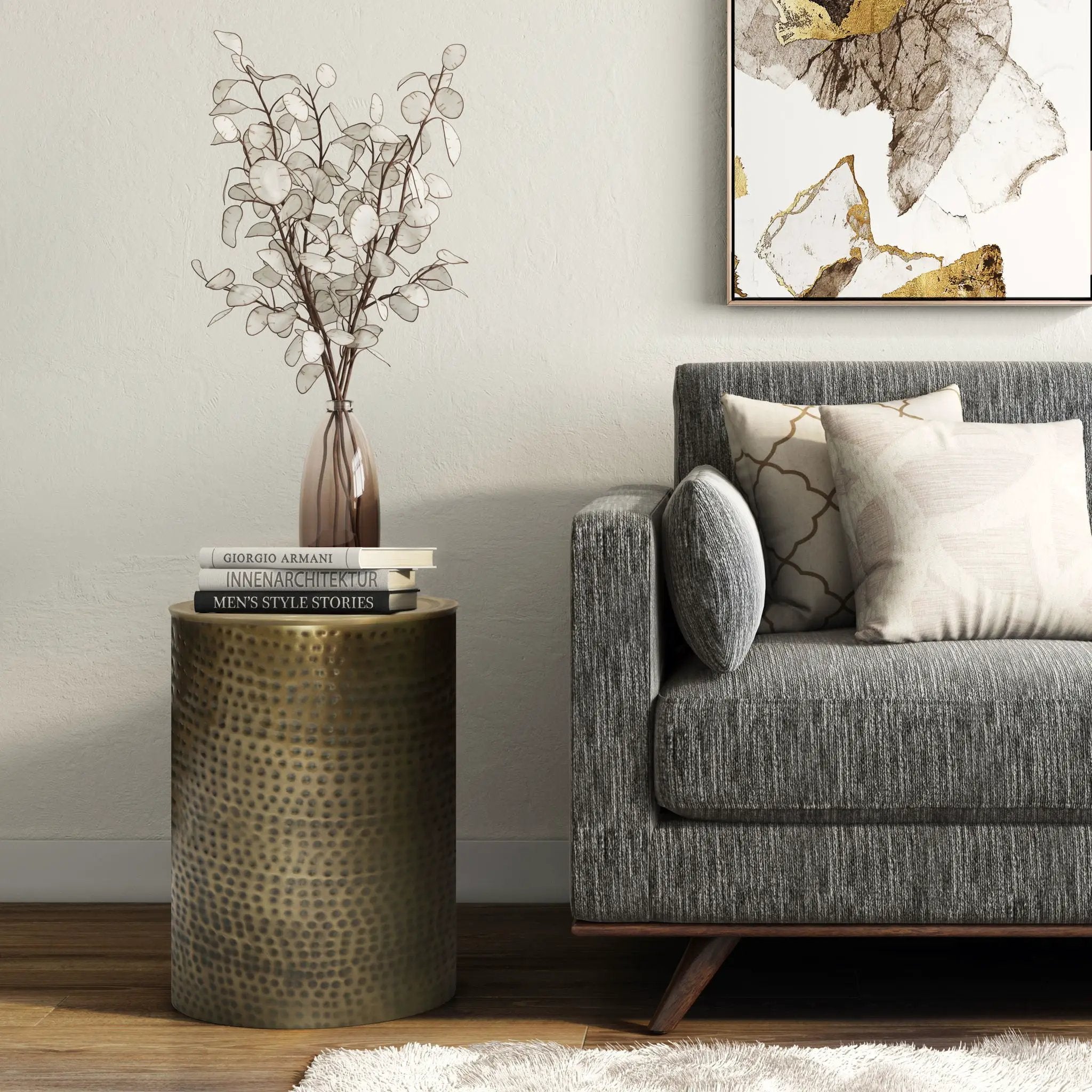 Corbin - Hammered Metal Side Table by HouseOfZazla