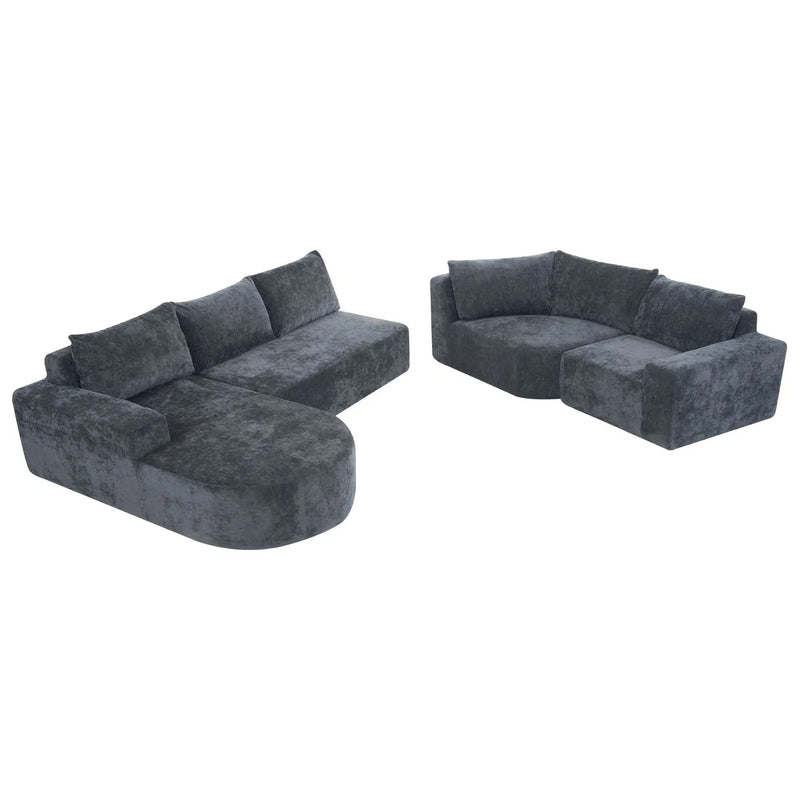 U-Shaped Oversized Modular Cloud Sectional Sofa With Deep Seat For Living Room by HouseOfZazla