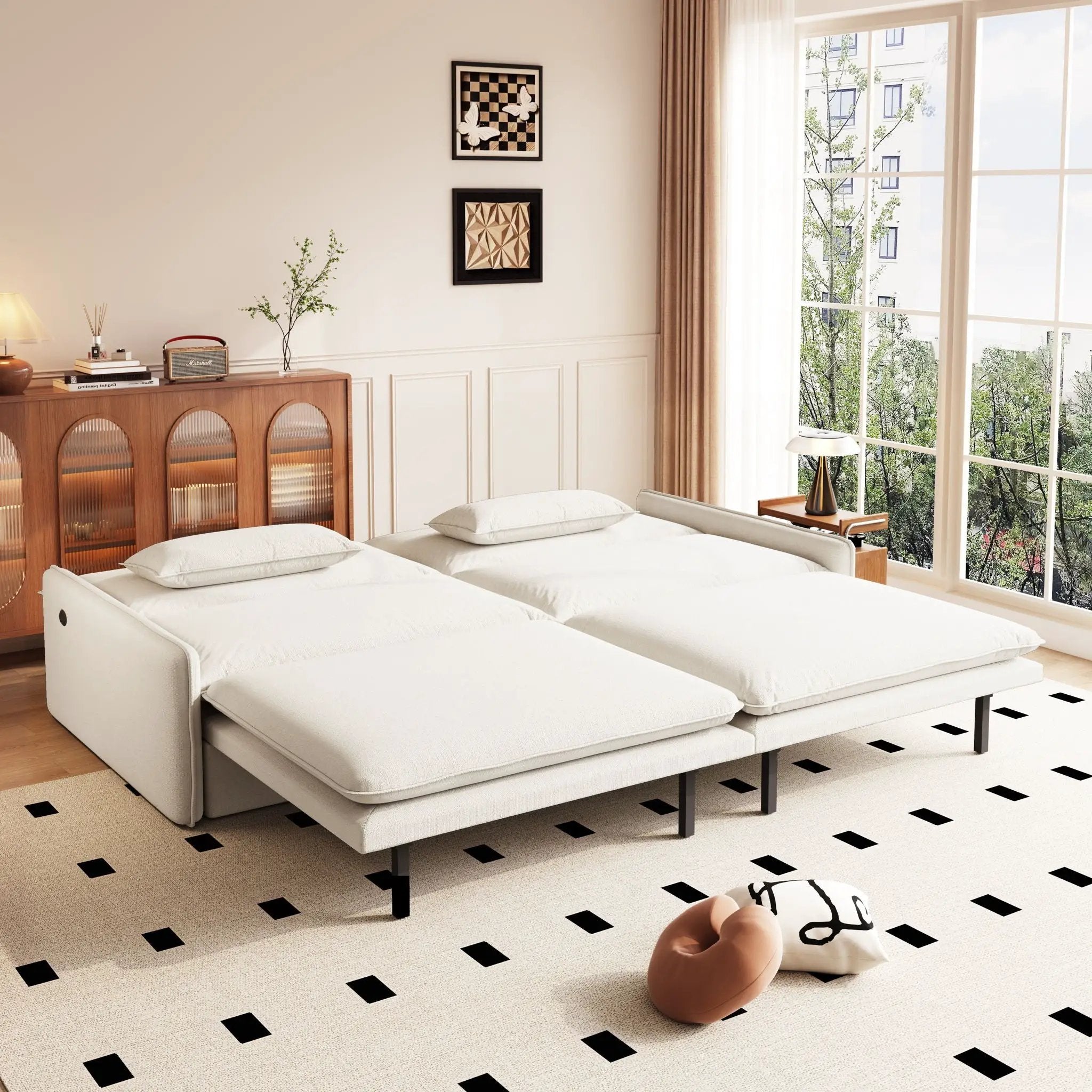 4 Seat Convertible Sleeper Sofa Bed, Modern With Storage by HouseOfZazla
