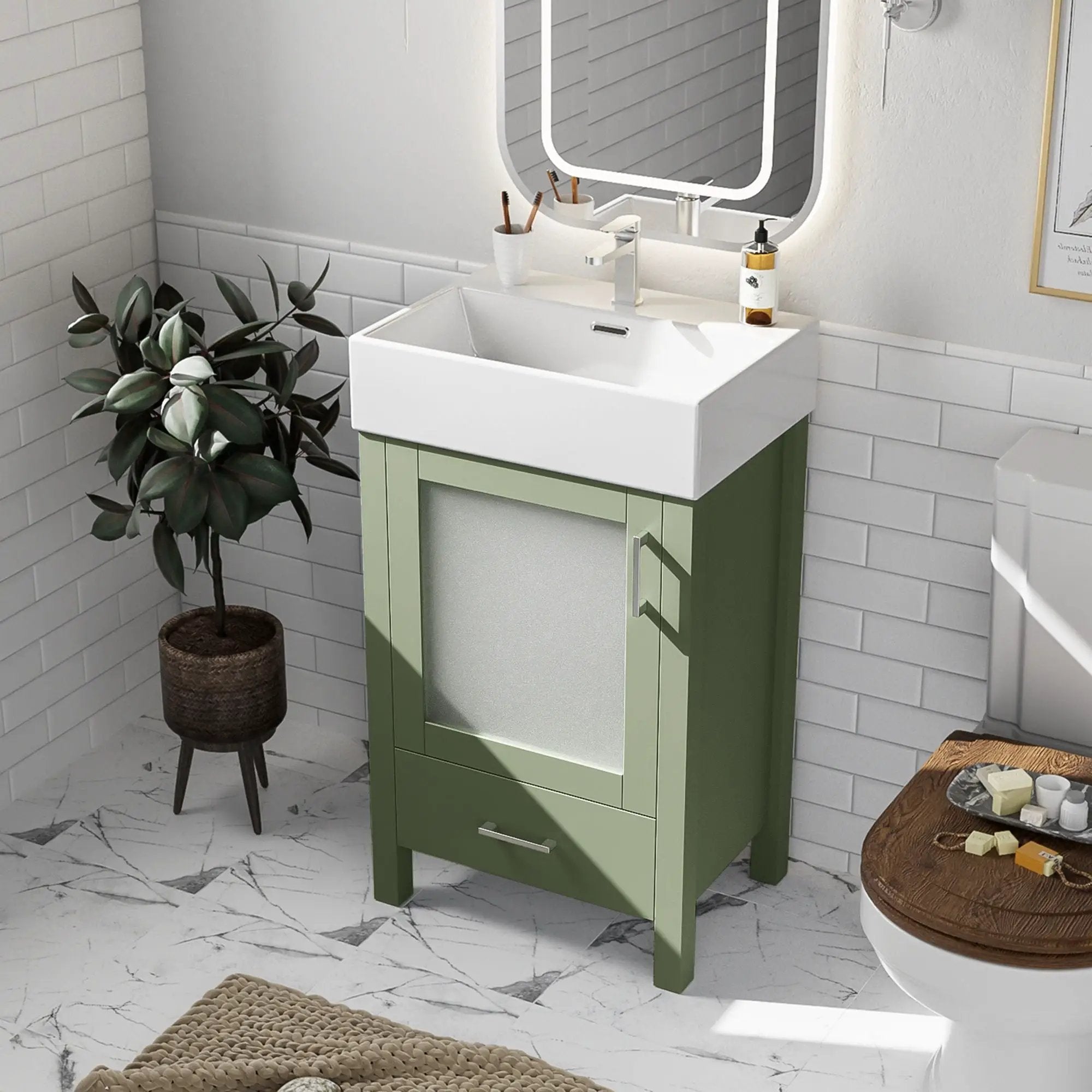 Bathroom Vanity With Ceramic Sink And Ample Storage, Ideal For Small Bathrooms by Unique Piece Furniture
