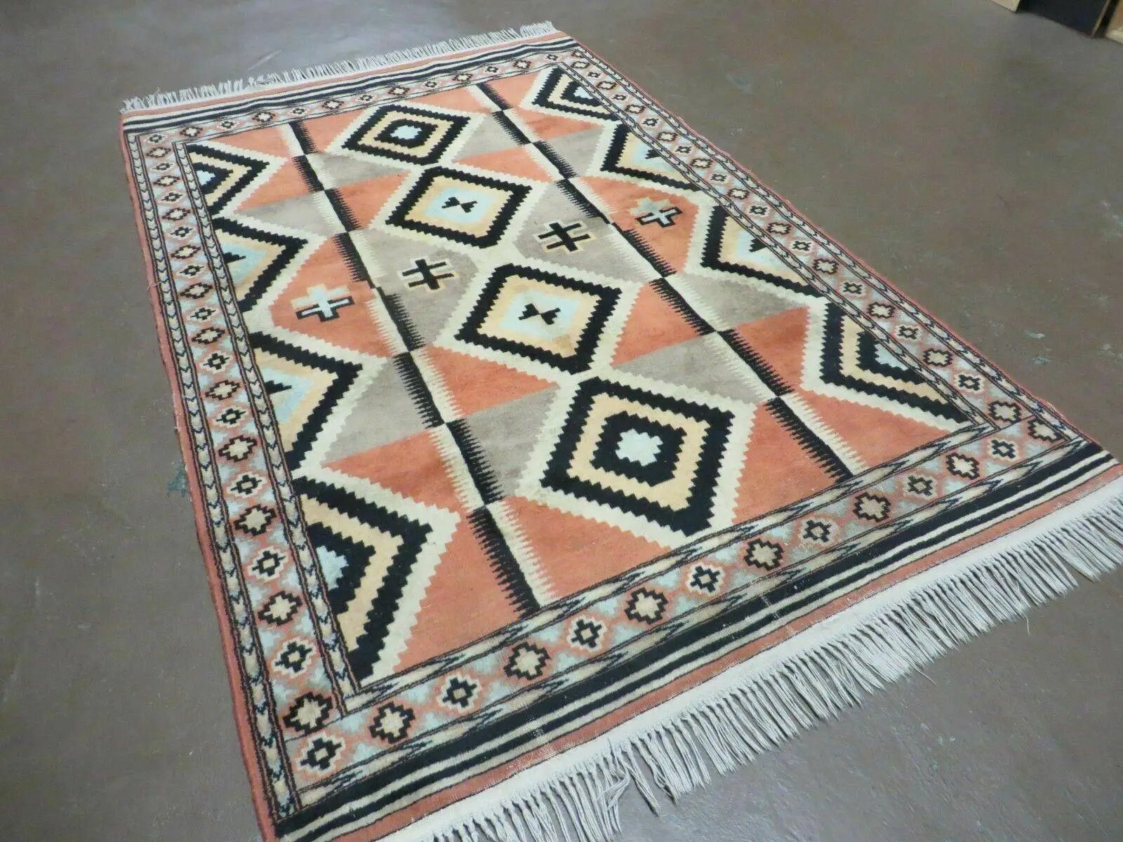 4' X 6' Vintage Handmade Turkish Melas Oushak Wool Rug Carpet Mehrab Red Nice by Jewel Rugs