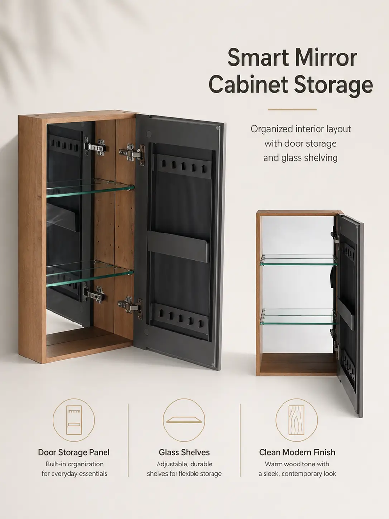 14'' Bathroom Mirror Cabinet with Storage by HouseOfZazla