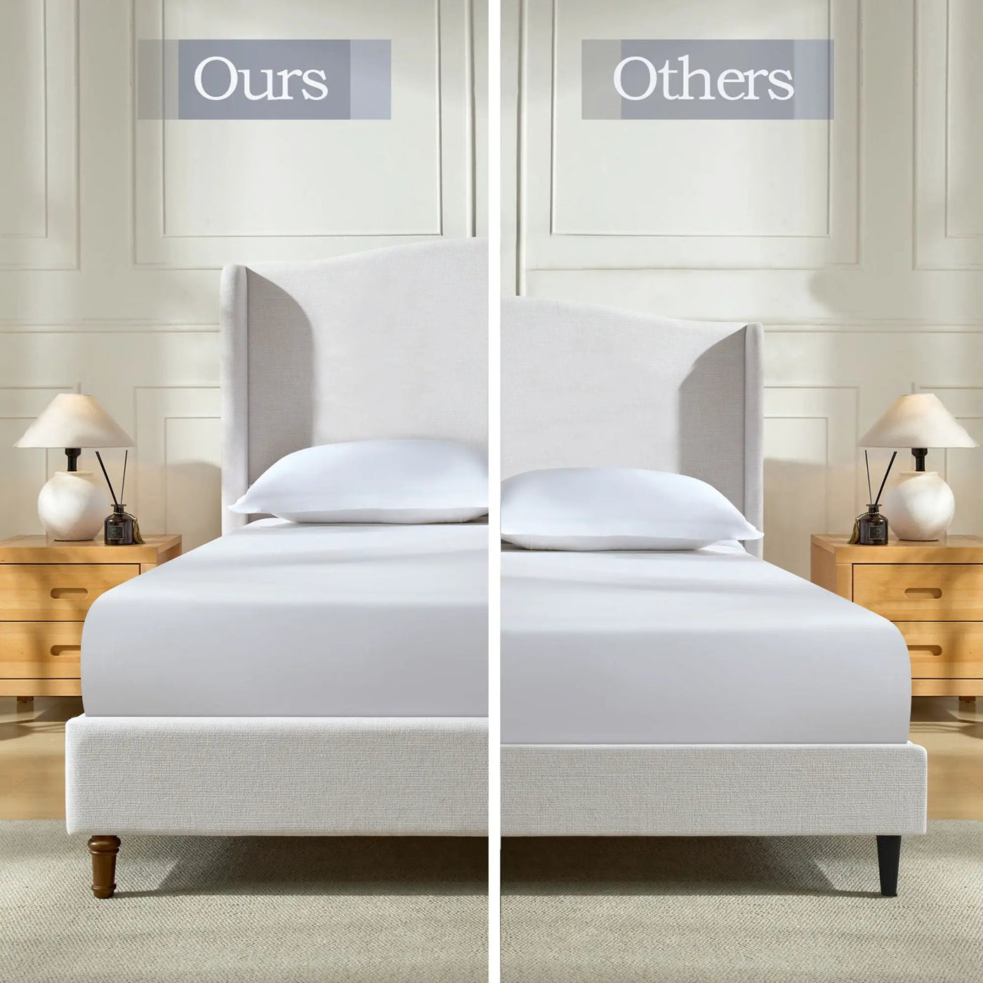 Hannah - Upholstered Wingback Bed Size / Tall Headboard Upholstered King Bed / Premium Textured Look / Minimalist Designs / No Box Spring Needed by Unique Piece Furniture