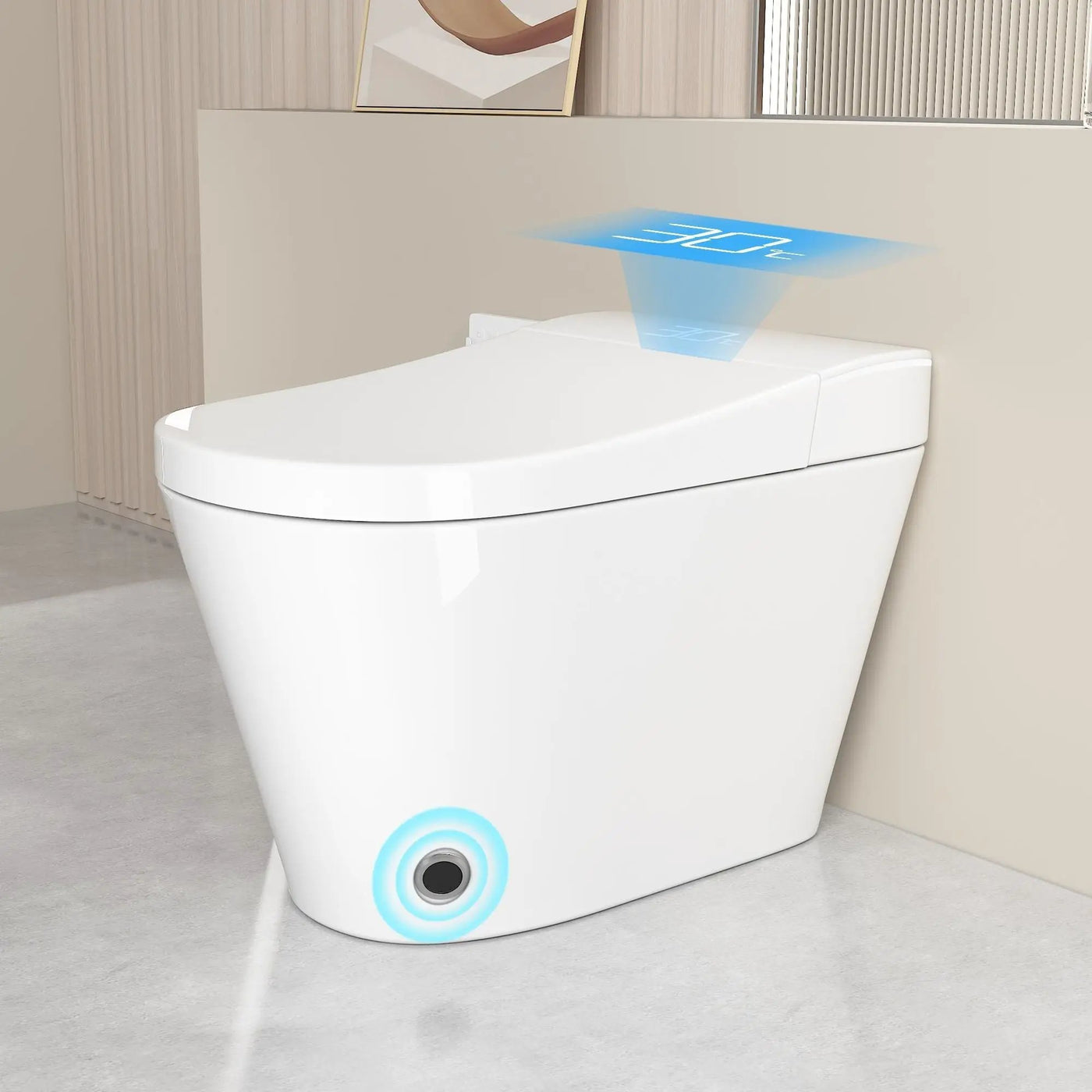 Smart Bidet Toilet With Auto Open / Close Seat, Warm Water Wash, Heated Seat, And Wireless Remote Control by HouseOfZazla
