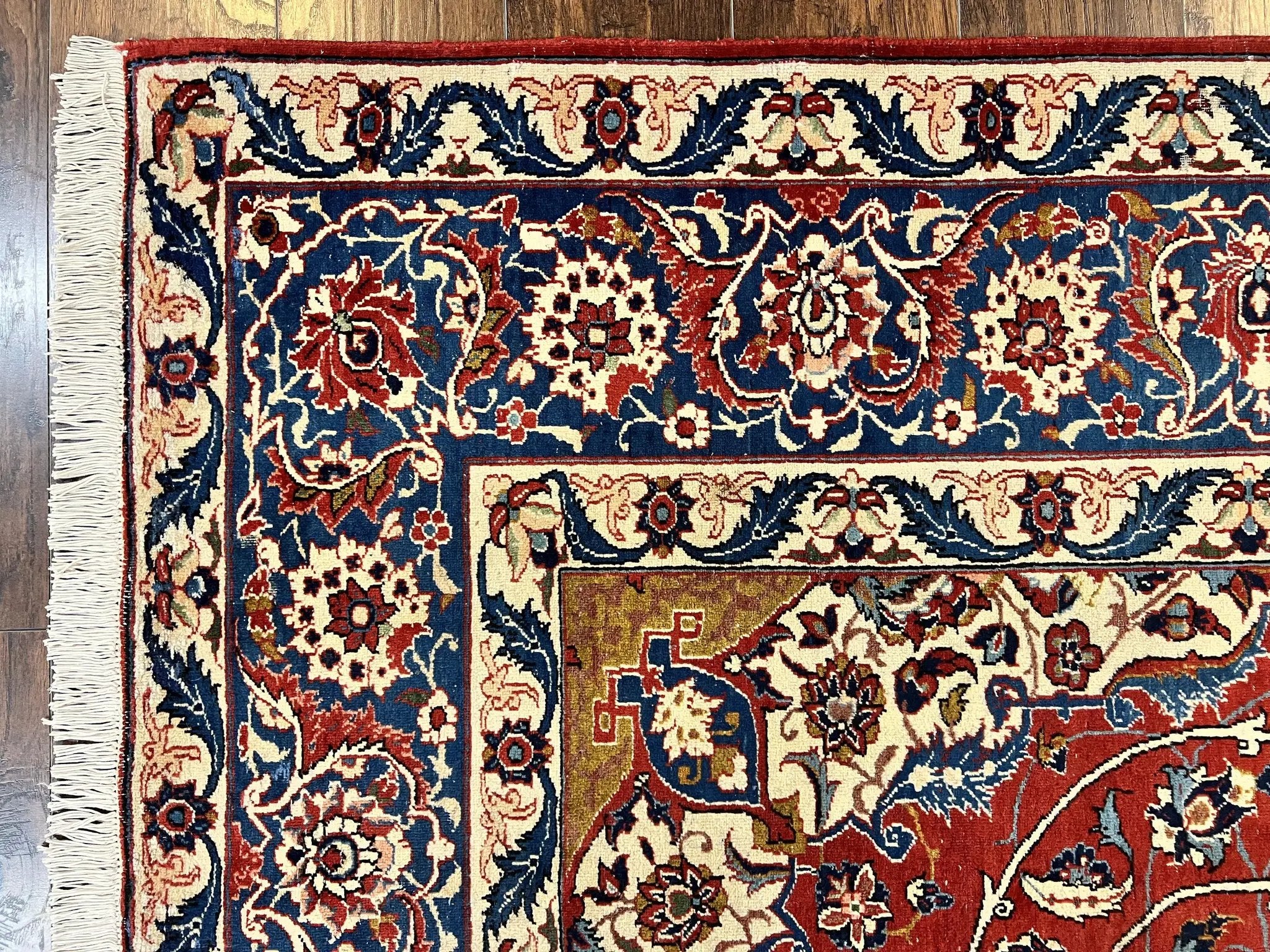 Red Persian Isfahan Rug 7x10 - Antique, Floral Medallion by Jewel Rugs