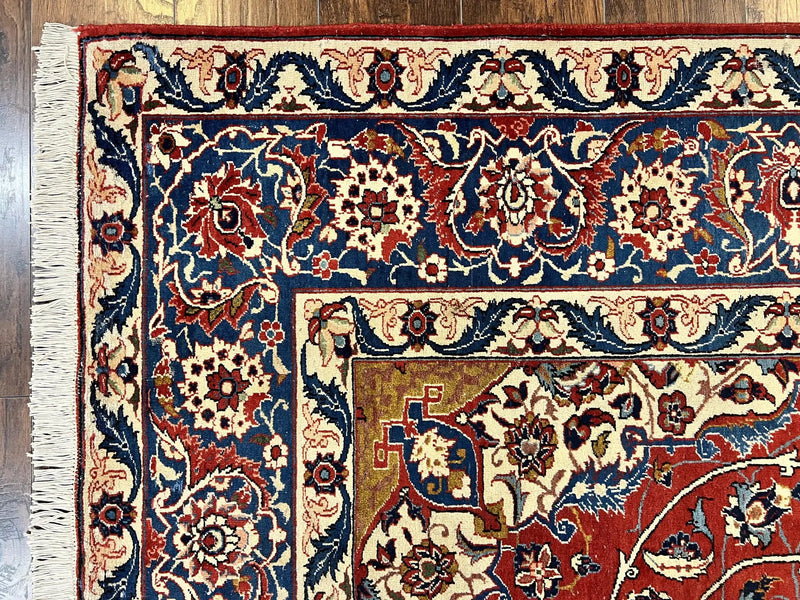 Red Persian Isfahan Rug 7x10 - Antique, Floral Medallion by Jewel Rugs