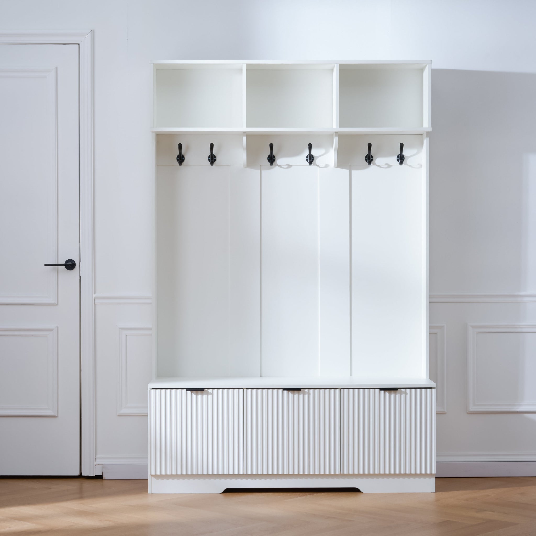 49.6" 5-in-1 Hall Tree with Bench, Shoe Storage & Cabinets by HouseOfZazla